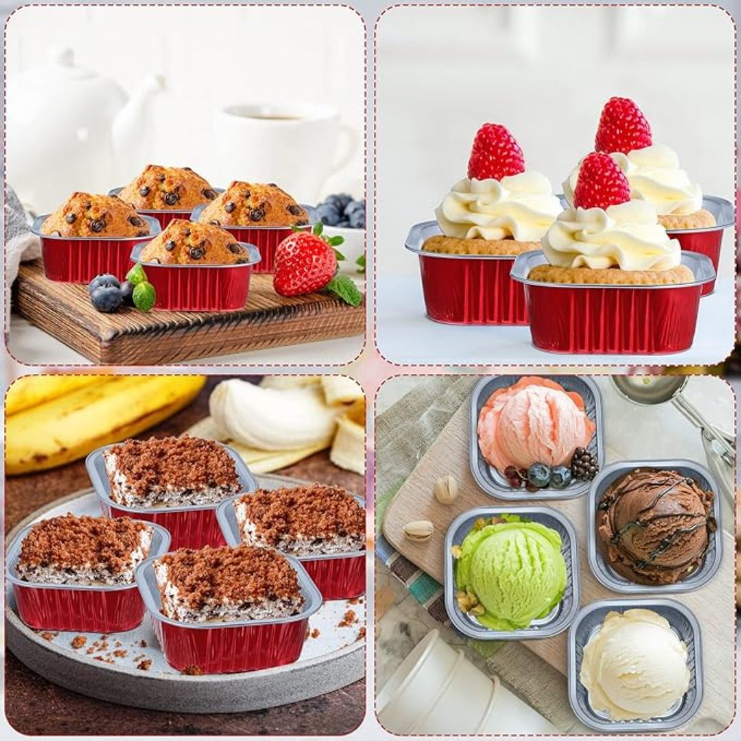 Aluminium Foil Square Baking Cup With Lid