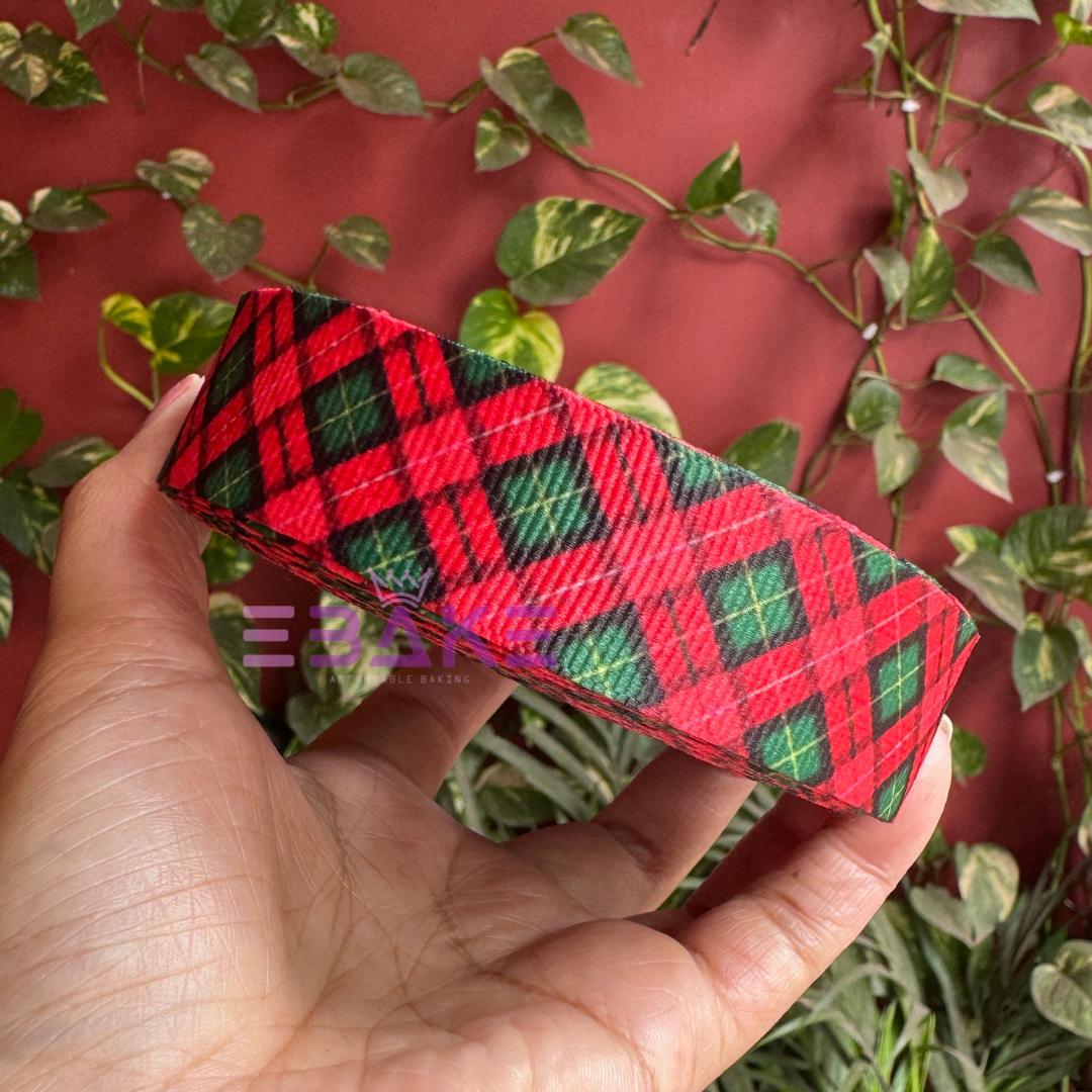 Green & Red Printed Grosgrain Ribbon