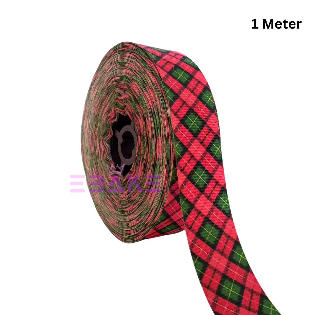 Green & Red Printed Grosgrain Ribbon