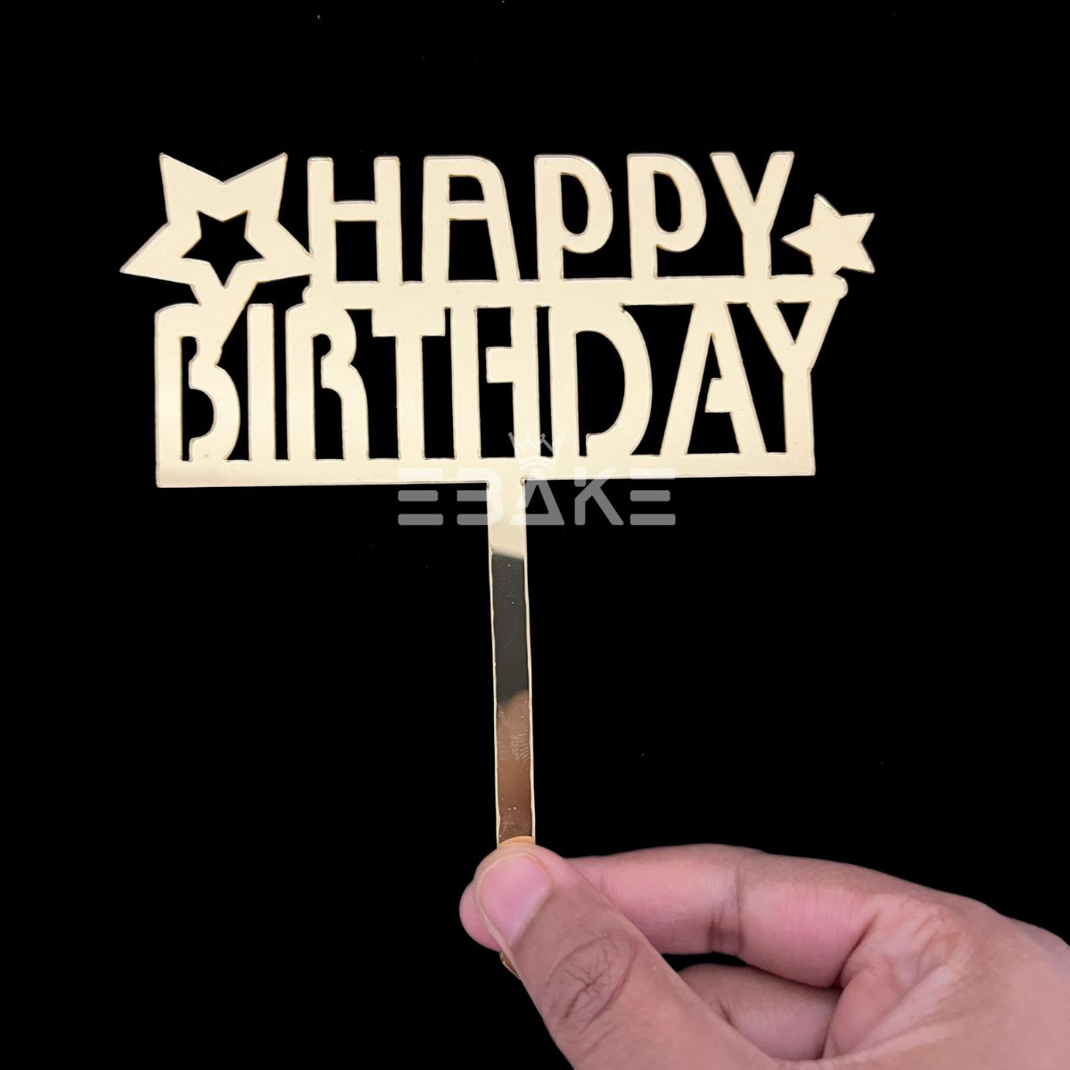 Happy Birthday Cake Topper Golden
