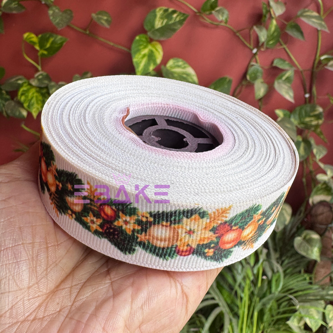 Green Printed Grosgrain Ribbon