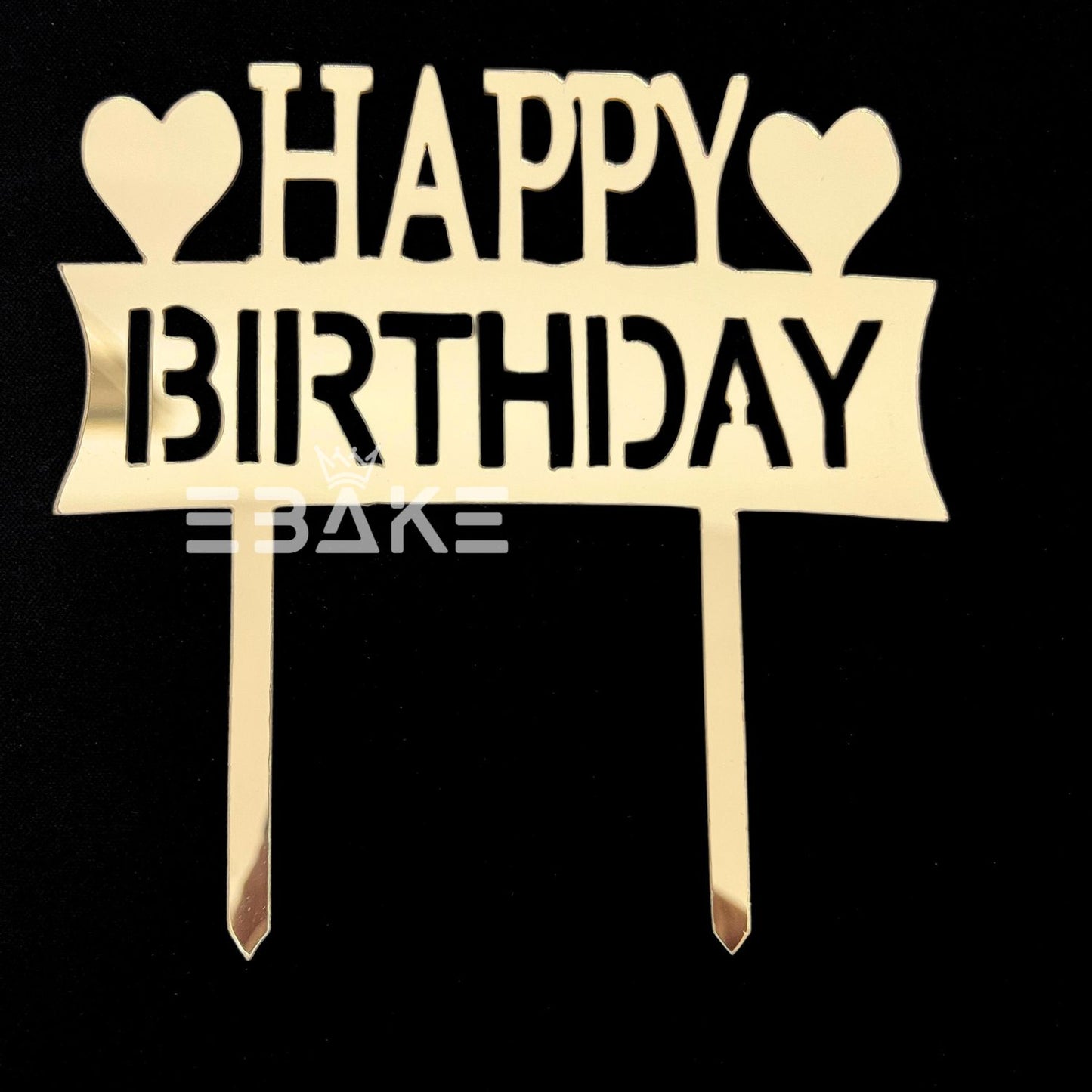 Happy Birthday Cake Topper Golden