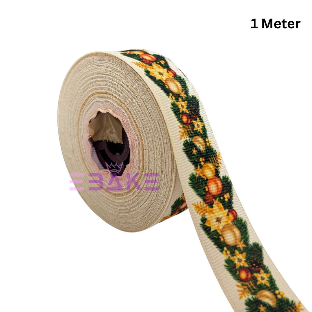 Green Printed Grosgrain Ribbon