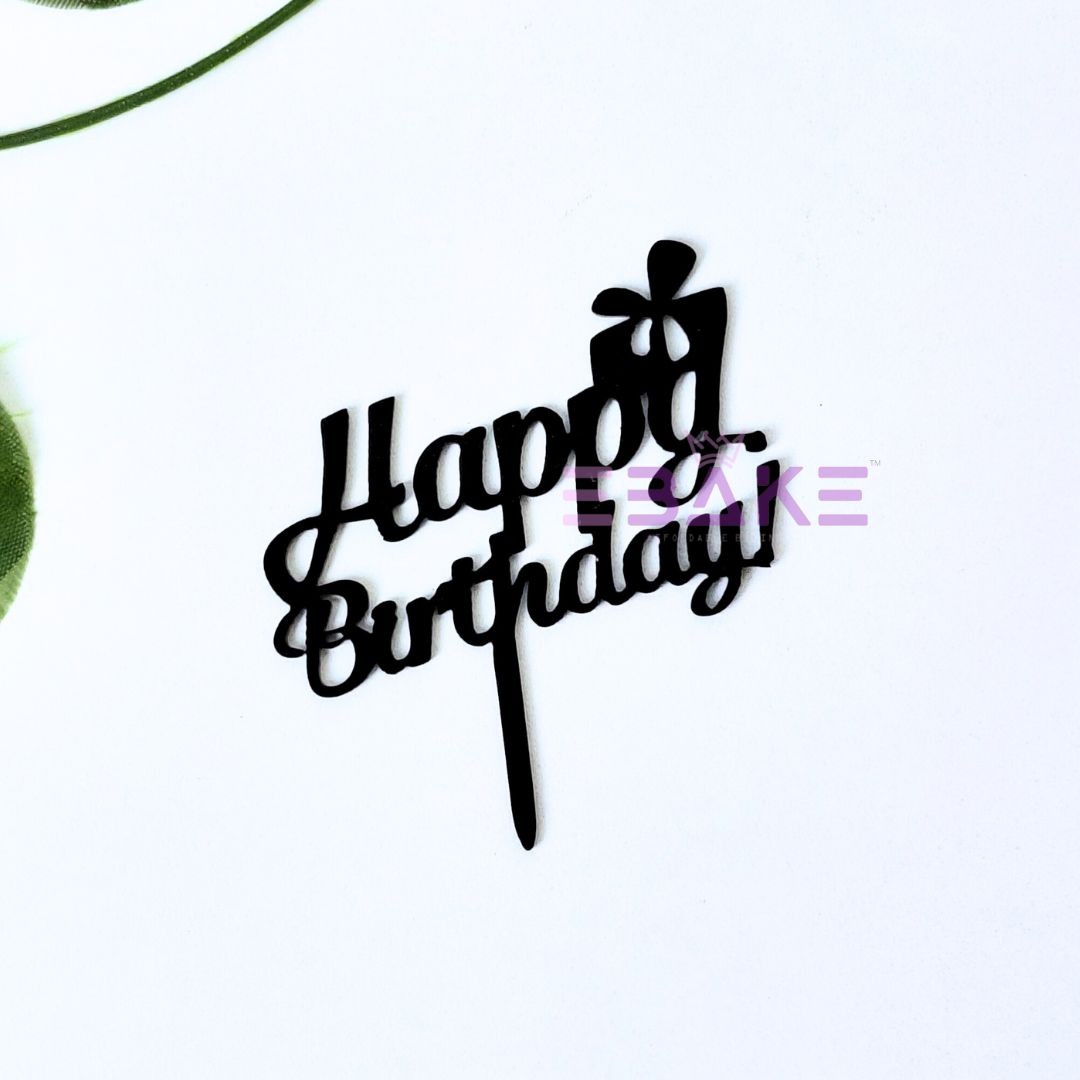 Happy Birthday Mini Topper Black new