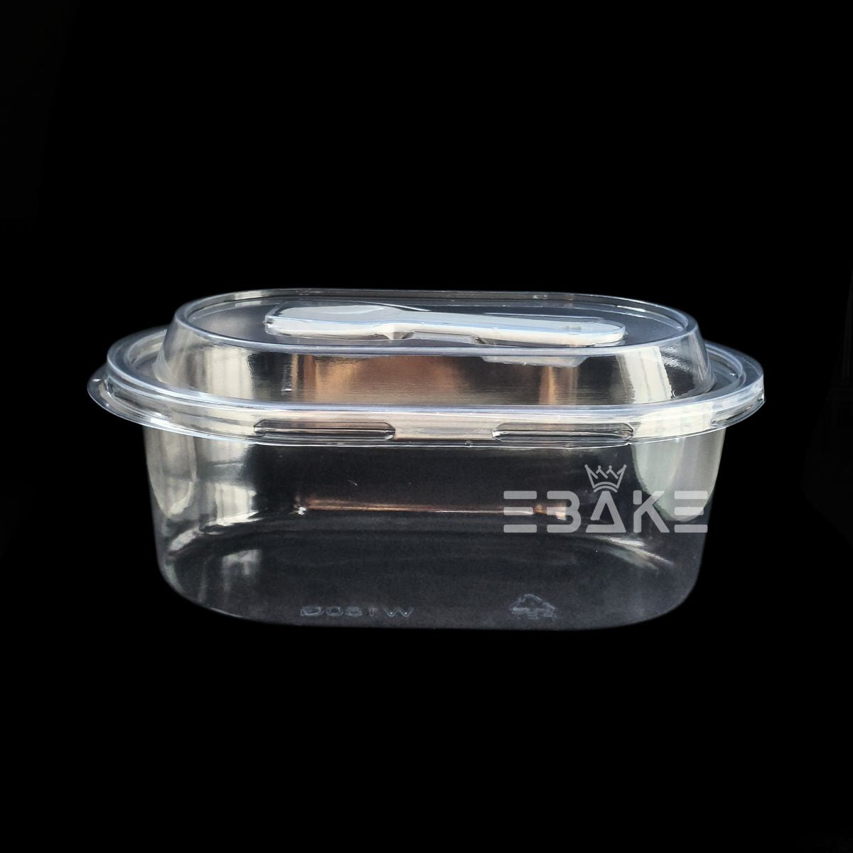 Oval PET Plastic Disposable Clear Container With Lid & Spoon For Desserts