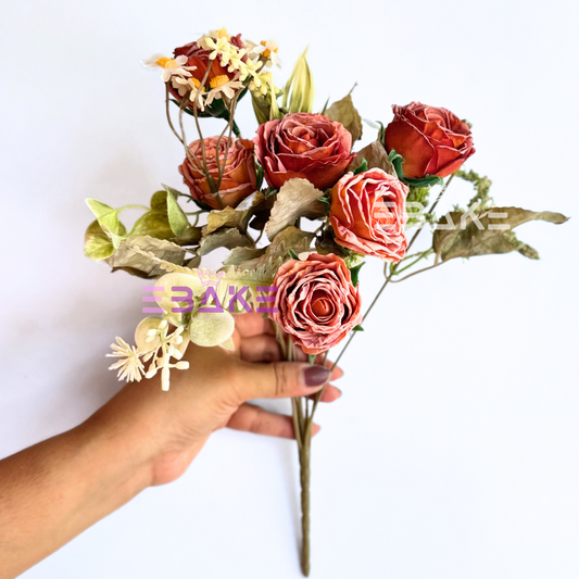A1455 Premium Dried Finish Rose Bunch (6 Roses With Fillers)