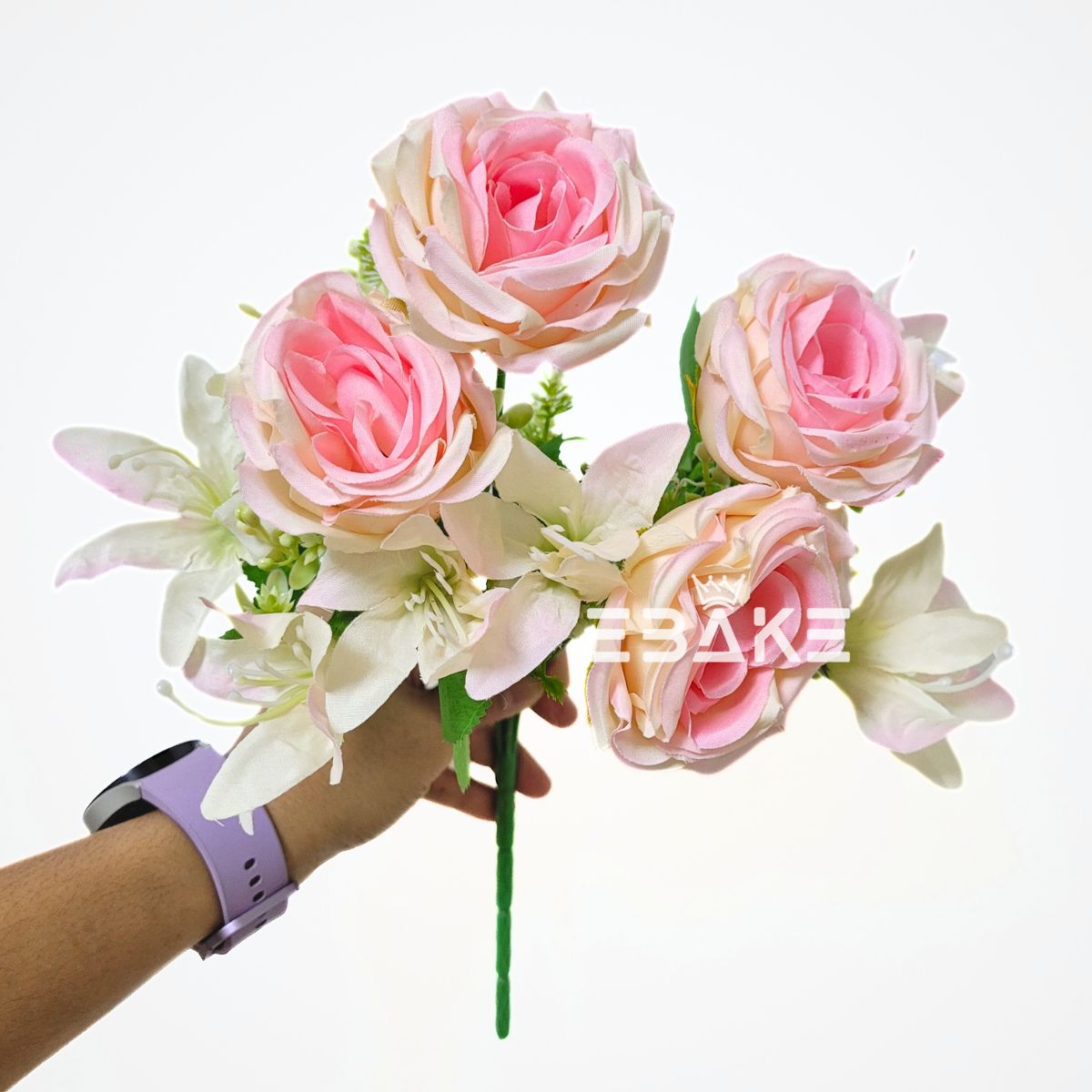 A1727 Light Pink Rose Bunch With Fillers