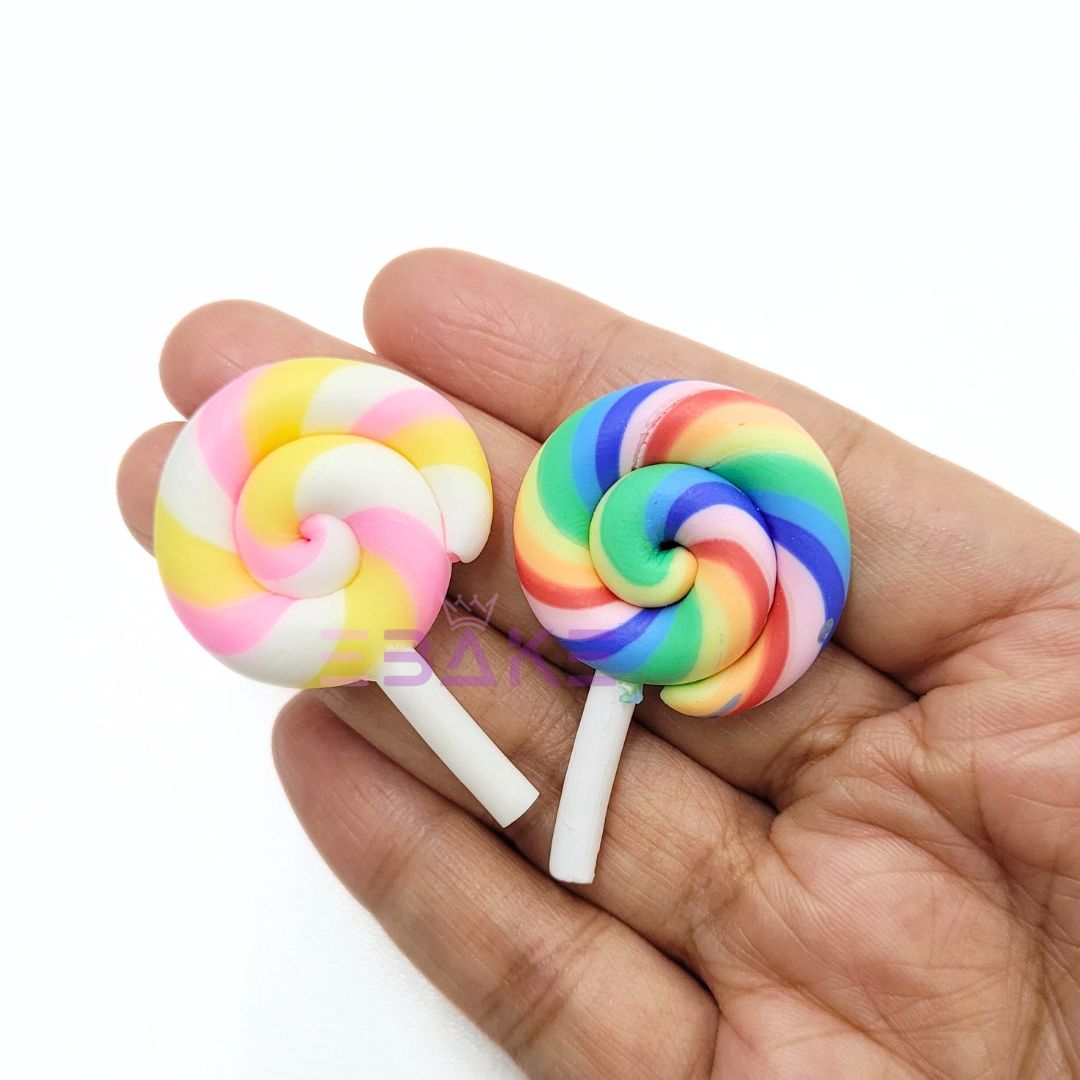 2 pcs Lollipop Cake Topper Non Edible - Small (Type 1) Assorted Colors