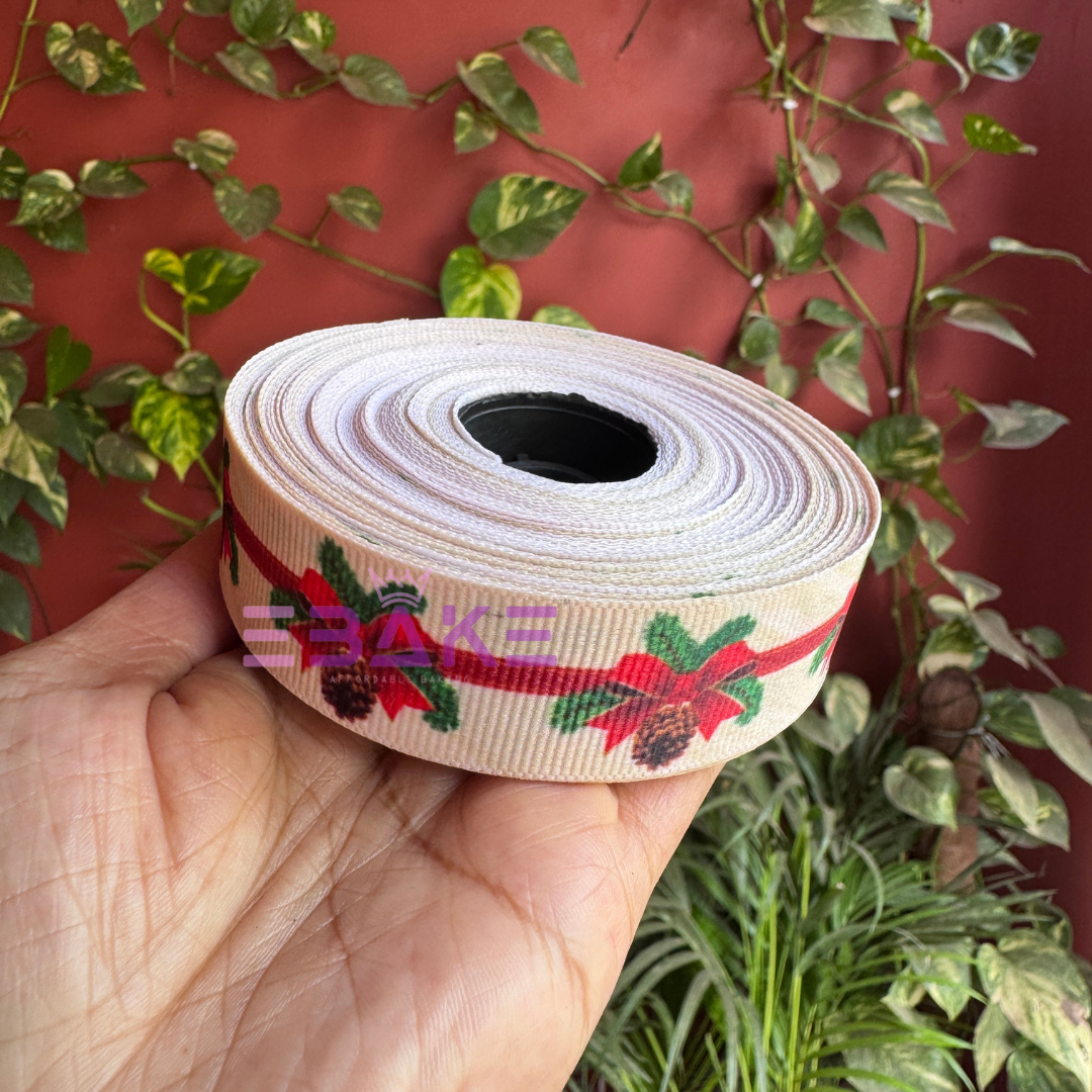 Red Printed Grosgrain Ribbon
