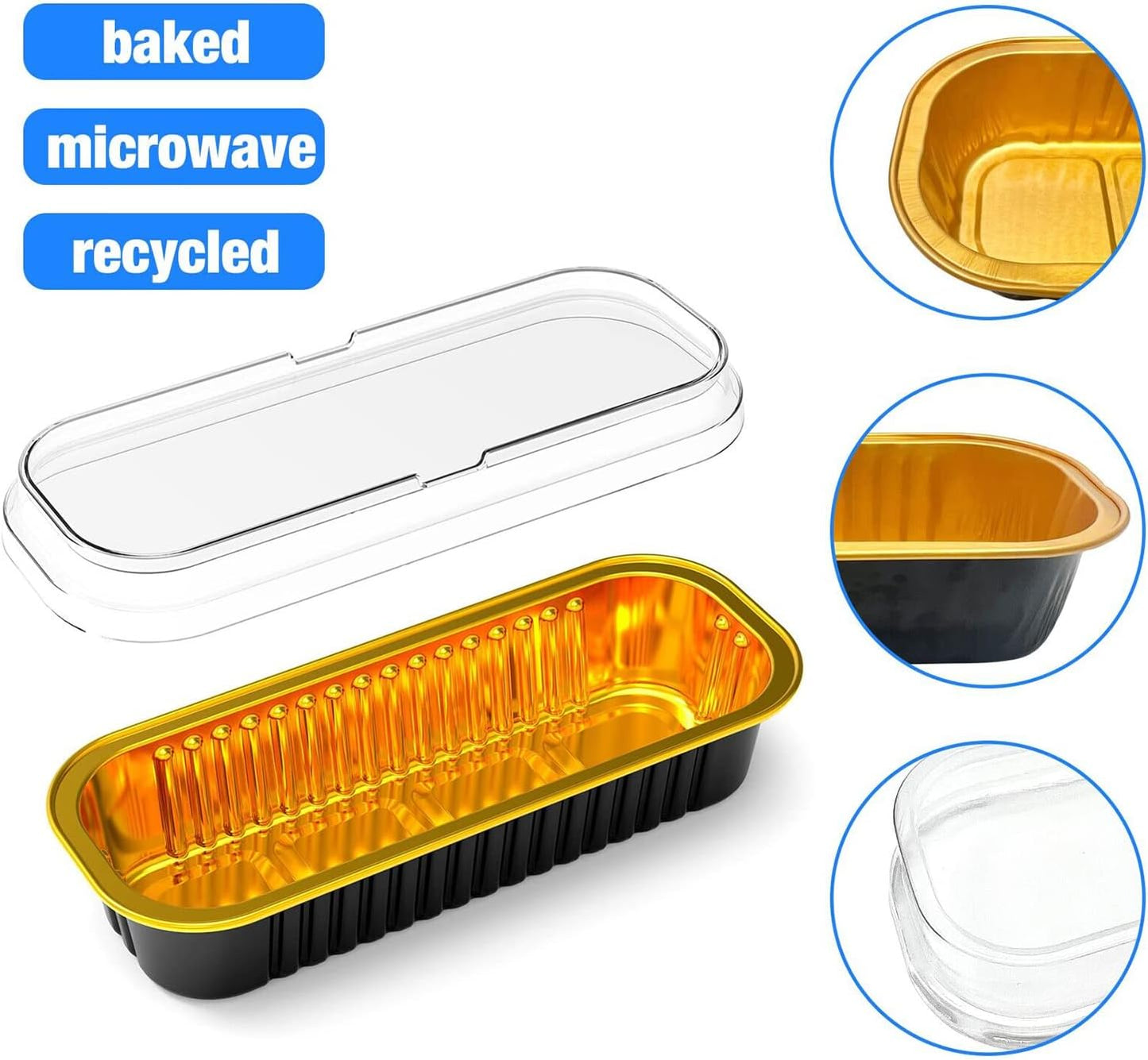 Black Aluminium Foil Mini Loaf Pans With Lids
