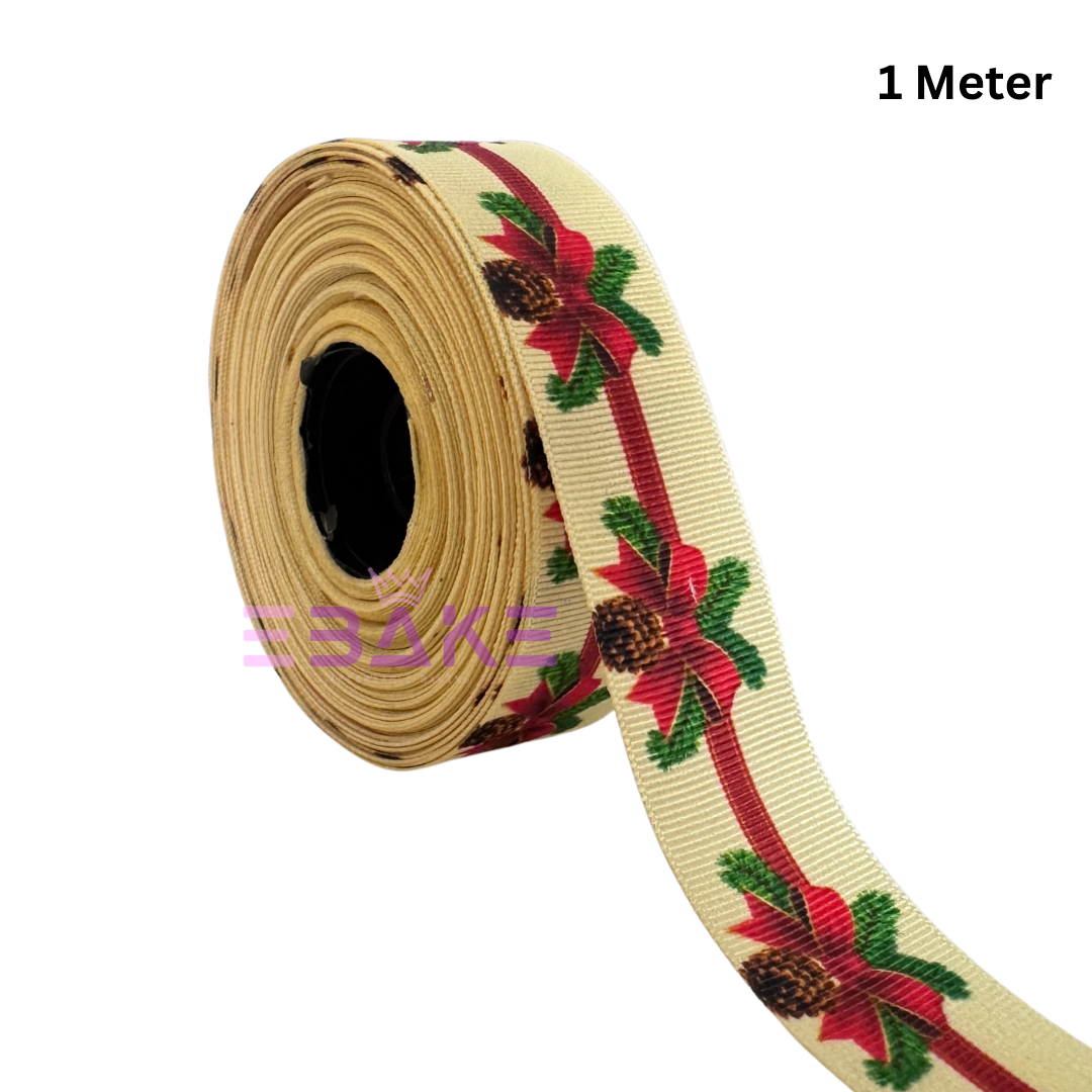 Red Printed Grosgrain Ribbon