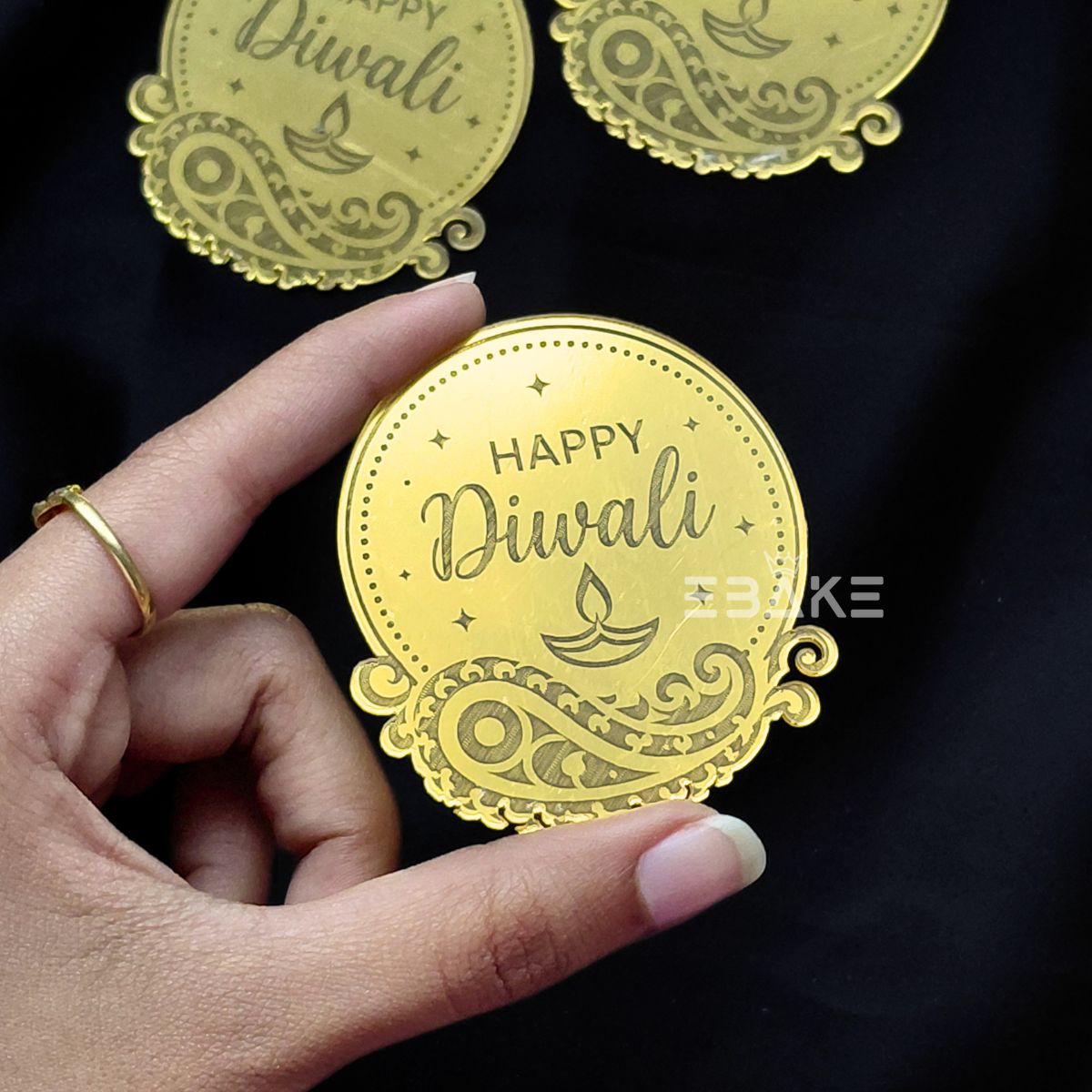 Happy Diwali Coin Topper 2.5 Inches - Set of 10 Pieces