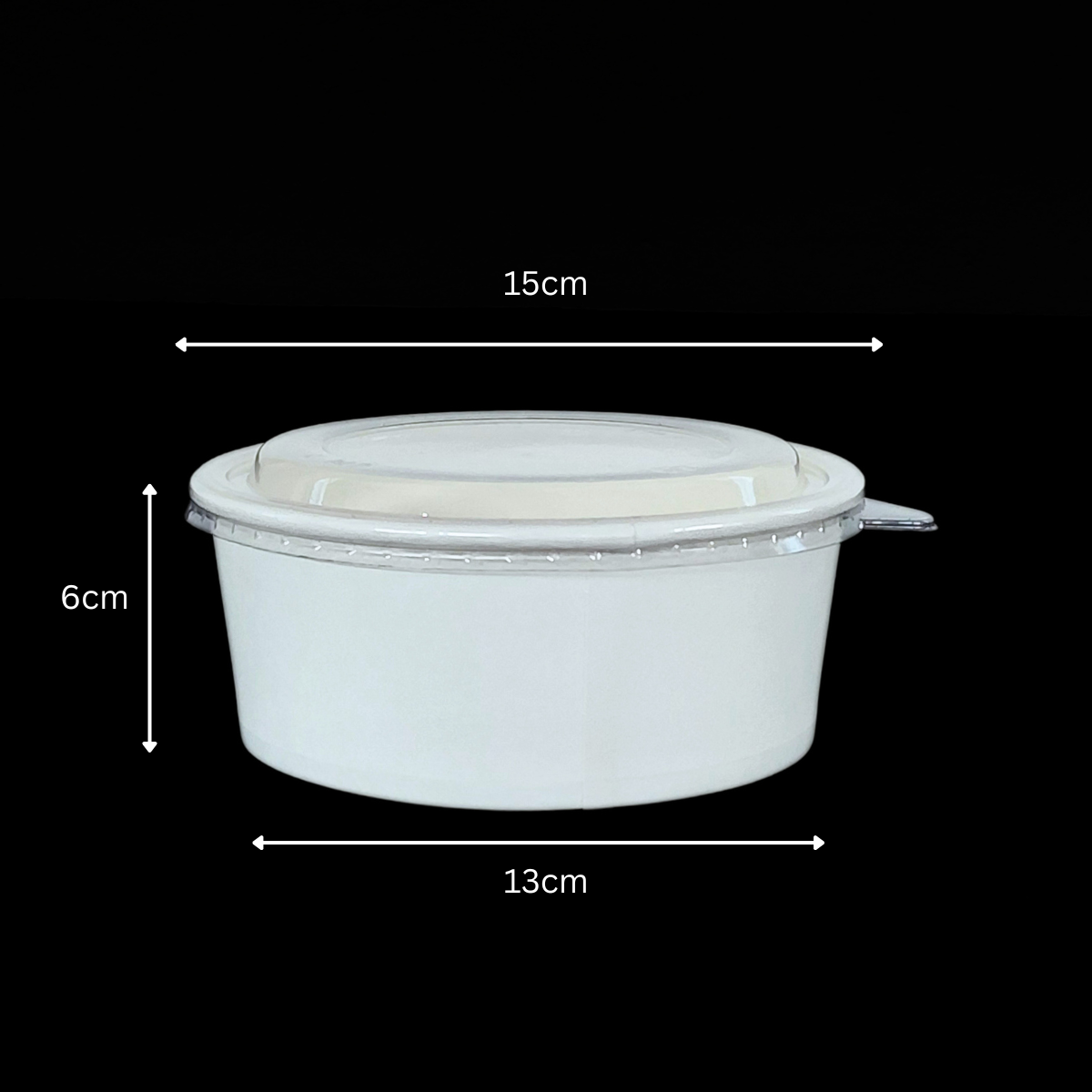 Round Disposable Paper Containers With Lid (Set of 5) White 750ml
