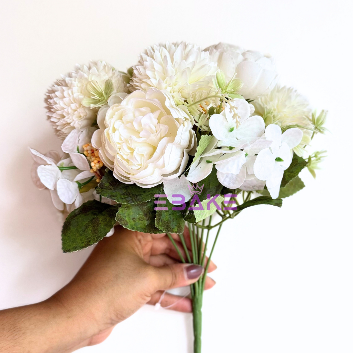 A1475 Premium Mixed Flower Bunch (Peony, Dahlia & Hydrangea With Fillers) White