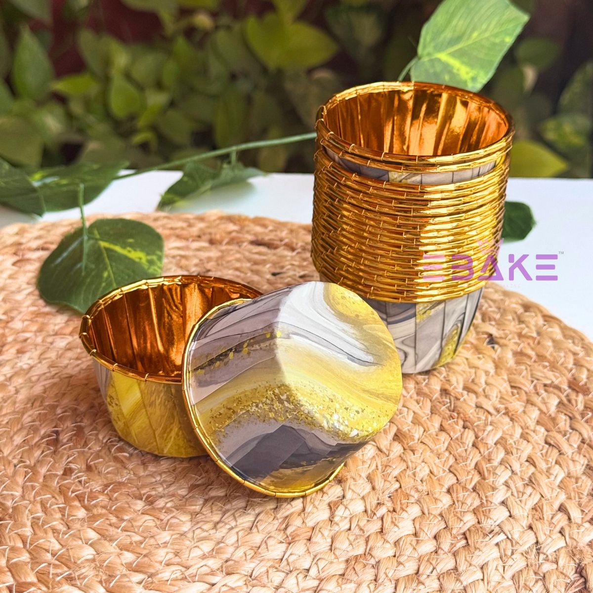 Imported Golden Lined Rolled Rim Muffin Cup Cupcake Liners