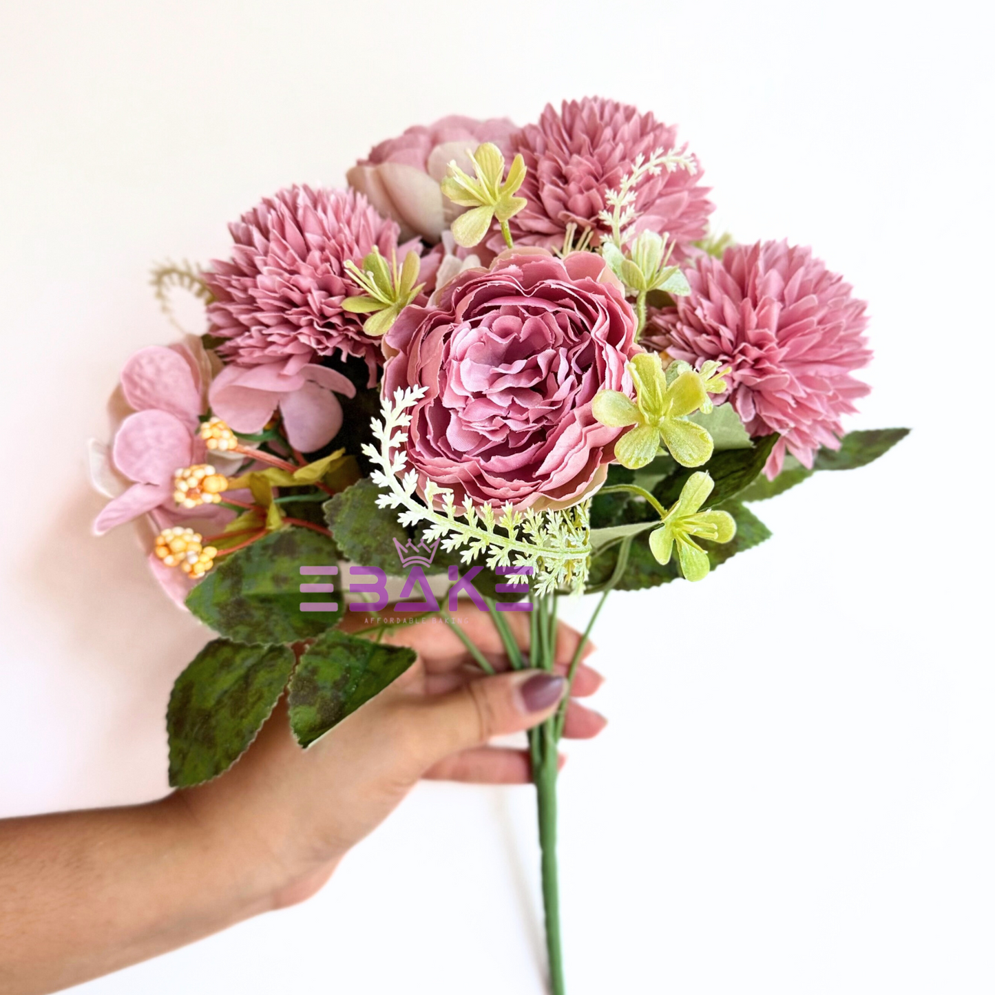 A1476 Premium Mixed Flower Bunch (Peony, Dahlia & Hydrangea With Fillers) Light Mauve