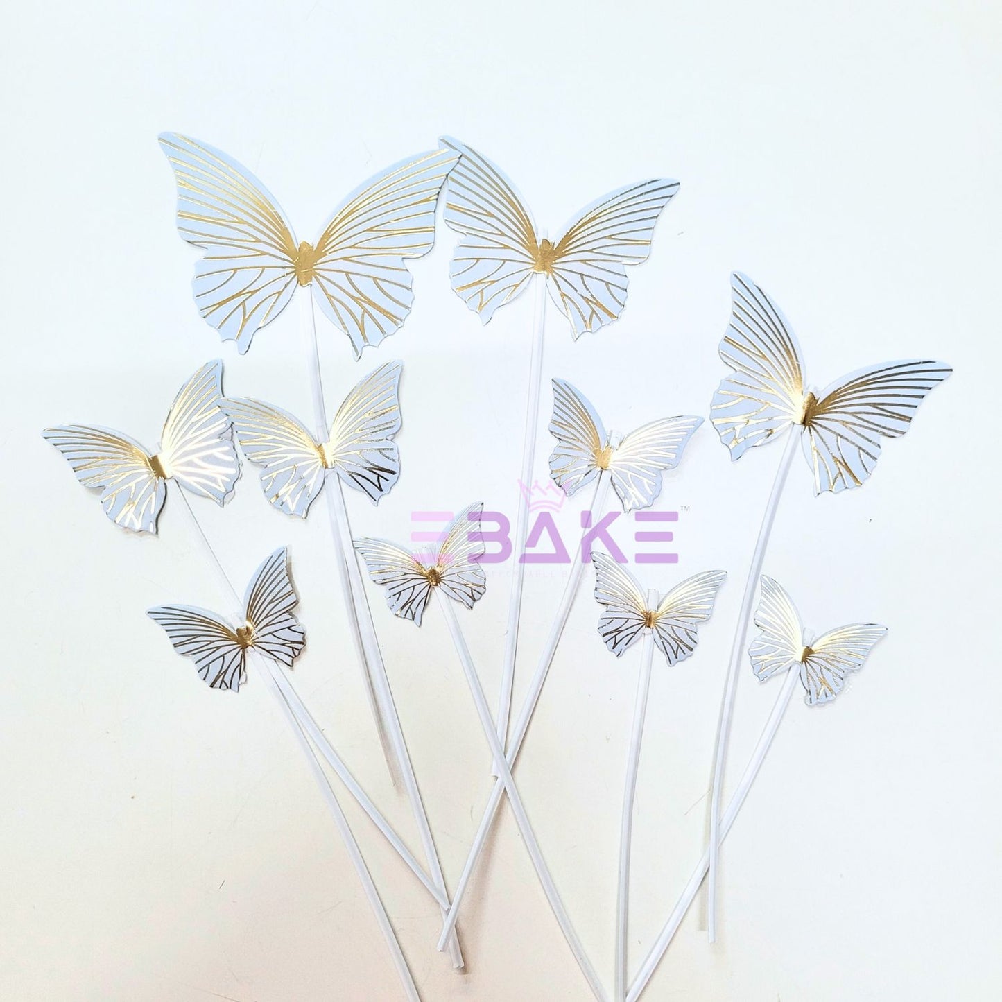 Blue Paper Butterflies With Twistable Stick - Foldable