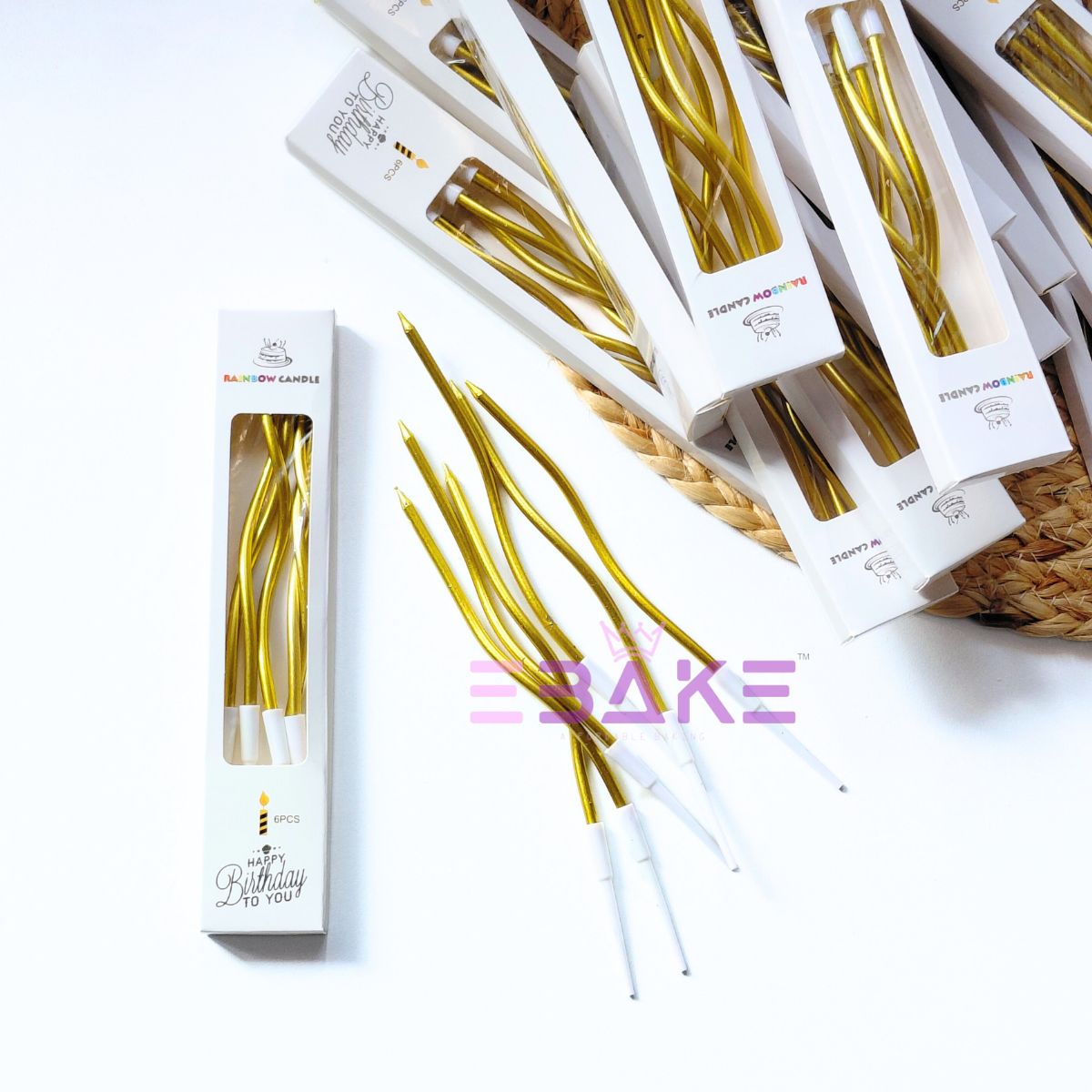 Golden Metallic Swirl Candle (Full Box) 50 Pieces