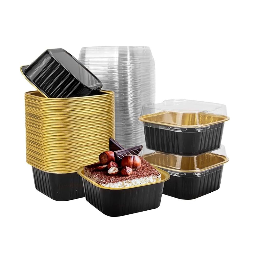 Aluminium Foil Square Baking Cup With Lid