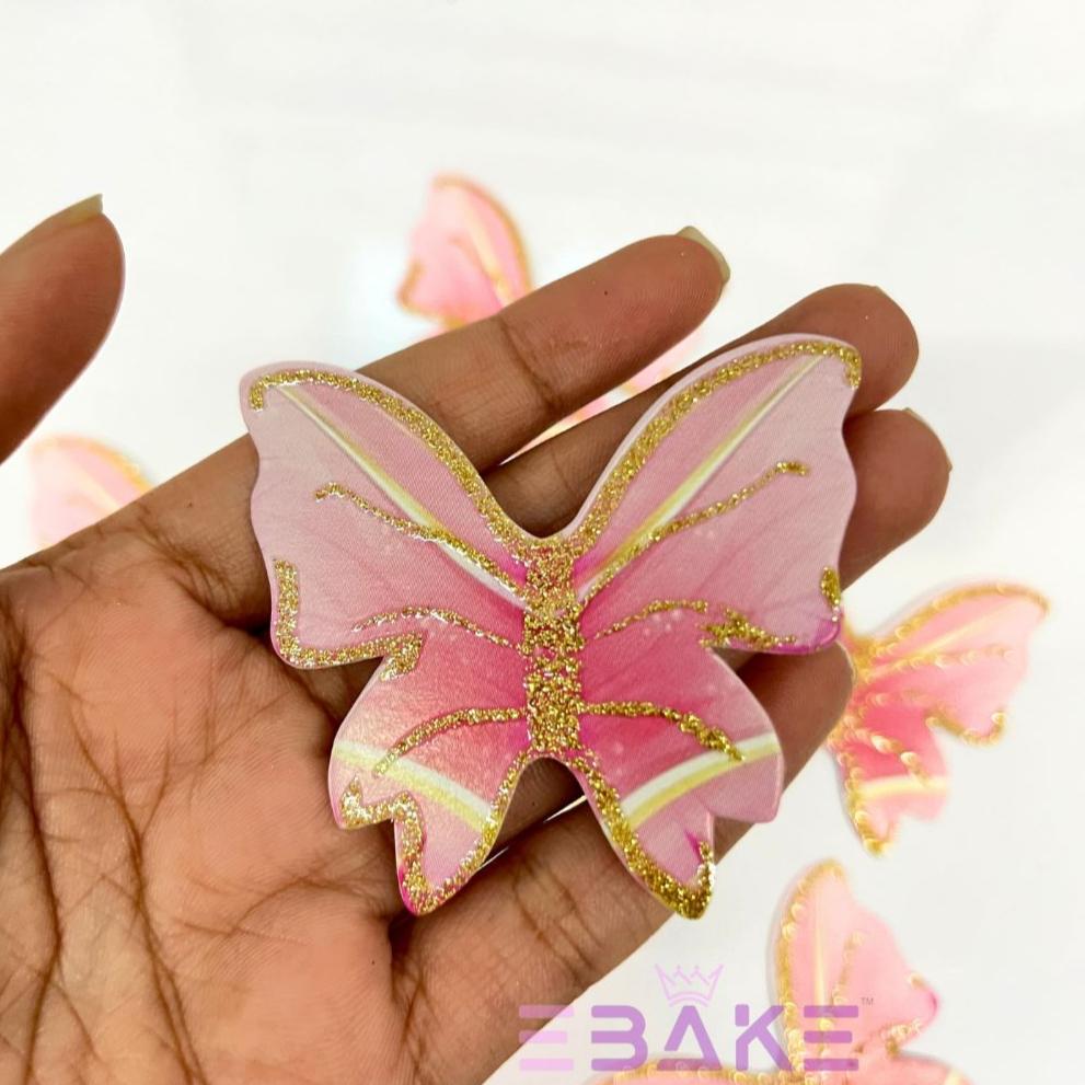 Paper Butterflies With Gold Glitter Foldable (Set of 10 Pieces)
