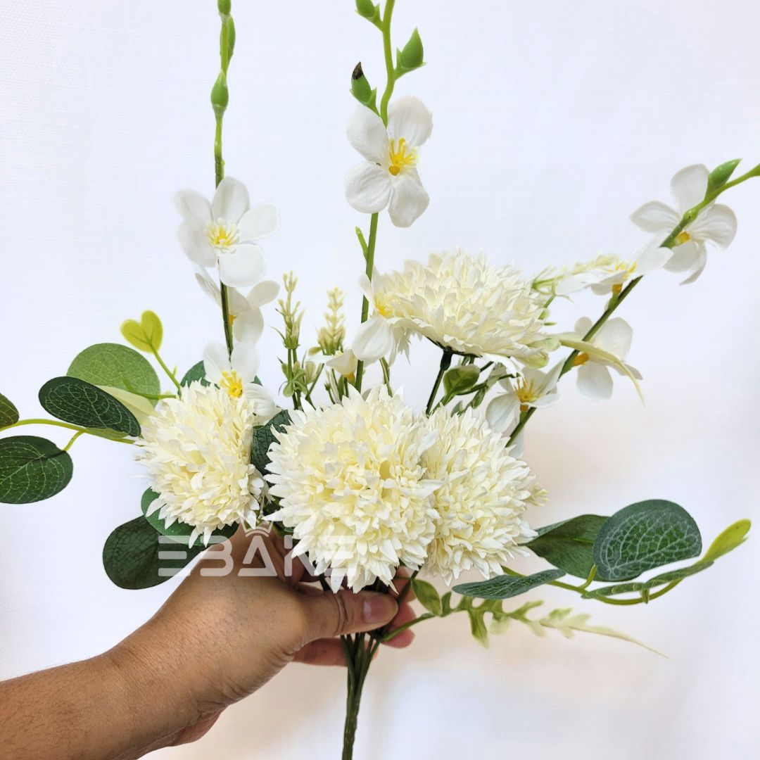A1389 Dahlia Bunch With Fillers Off White