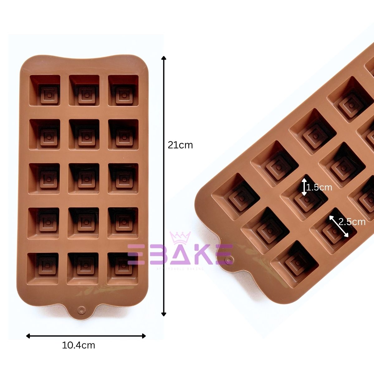 15 Cavity Square Chocolate Silicone Mould