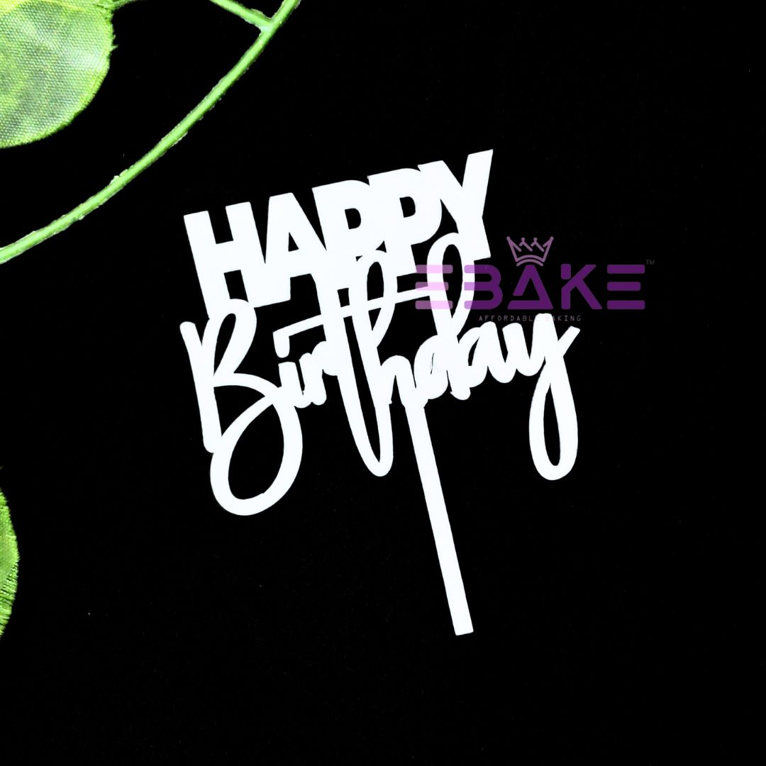 Happy Birthday Mini Topper White