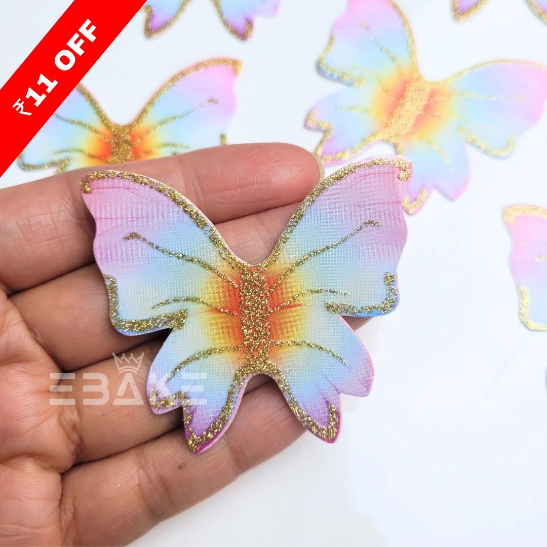 Colorful Paper Butterflies With Gold Glitter Foldable (Set of 10 Pieces)