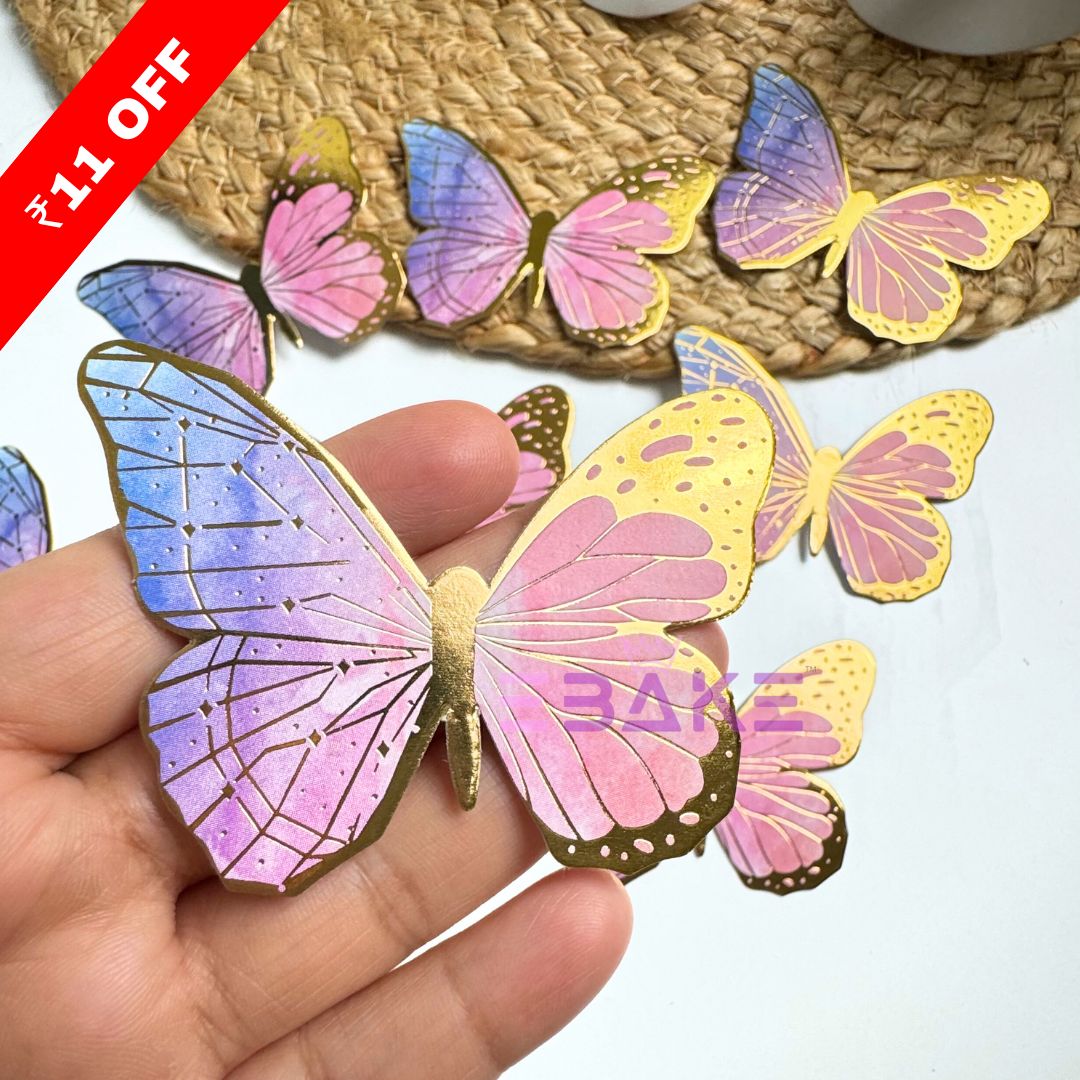 New Paper Butterflies Pink & Blue (Set of 8 Pieces)