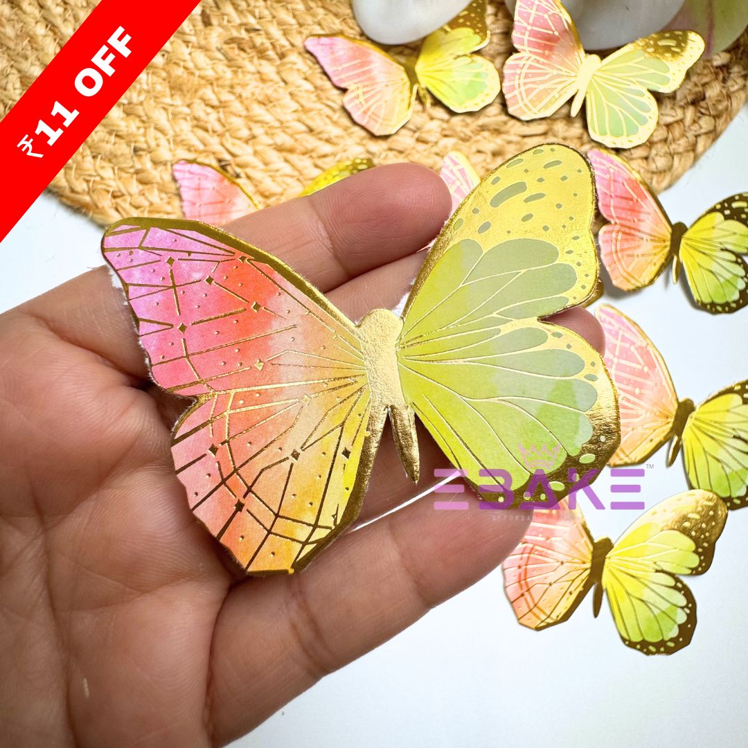 New Paper Butterflies - Yellow & Orange Ombre (Set of 8 Pieces)