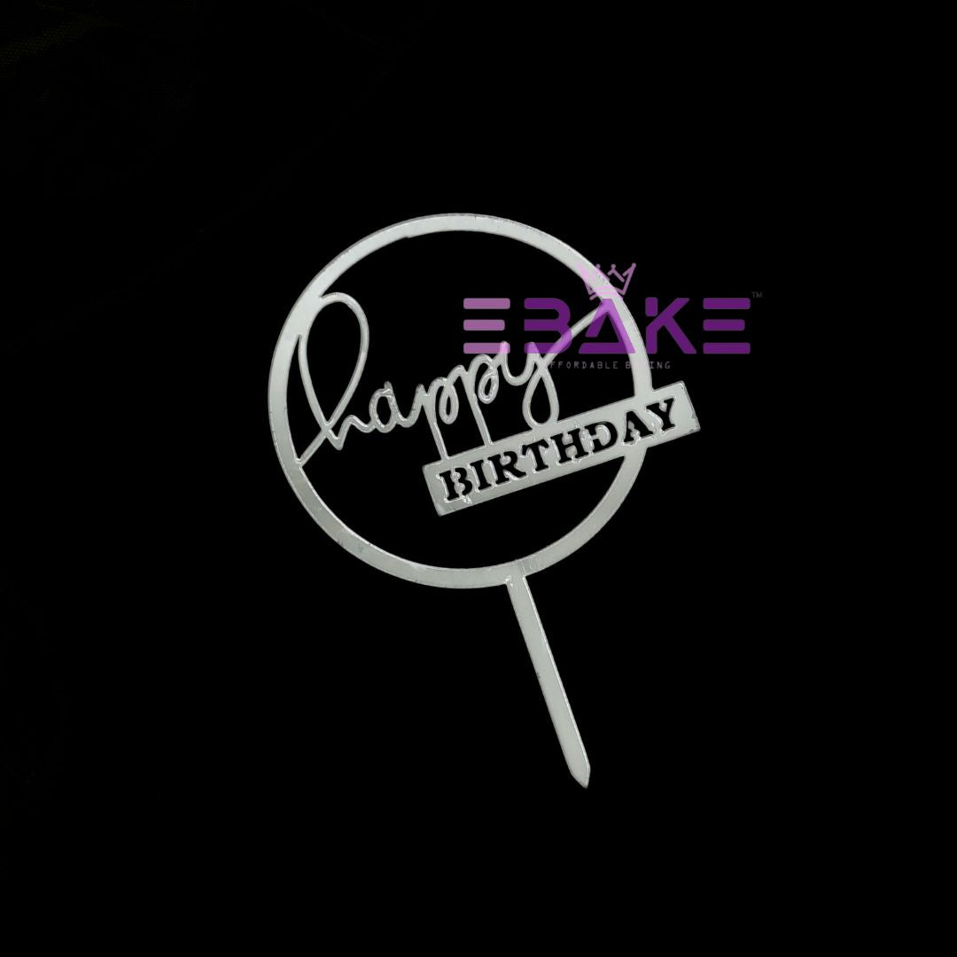 Happy Birthday Mini Topper Silver