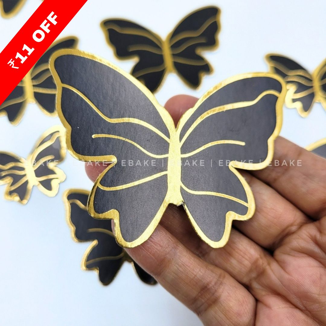 Black Paper Butterflies - Foldable (Set of 10 Pieces)