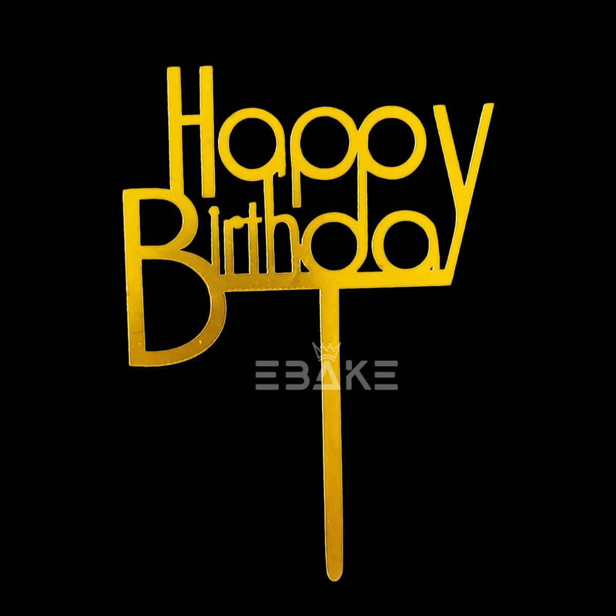 Happy Birthday Cake Topper Golden