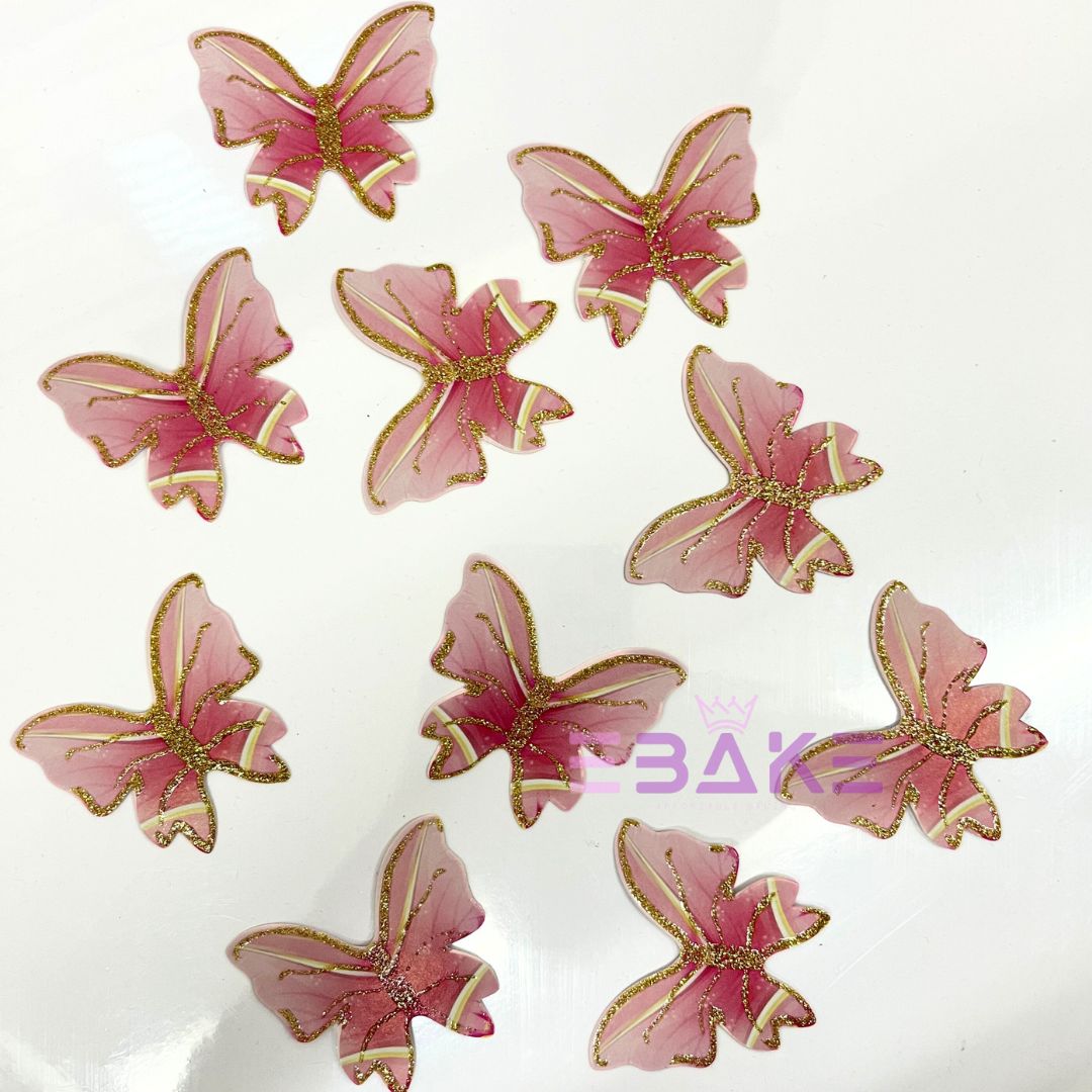 Paper Butterflies With Gold Glitter Foldable (Set of 10 Pieces)