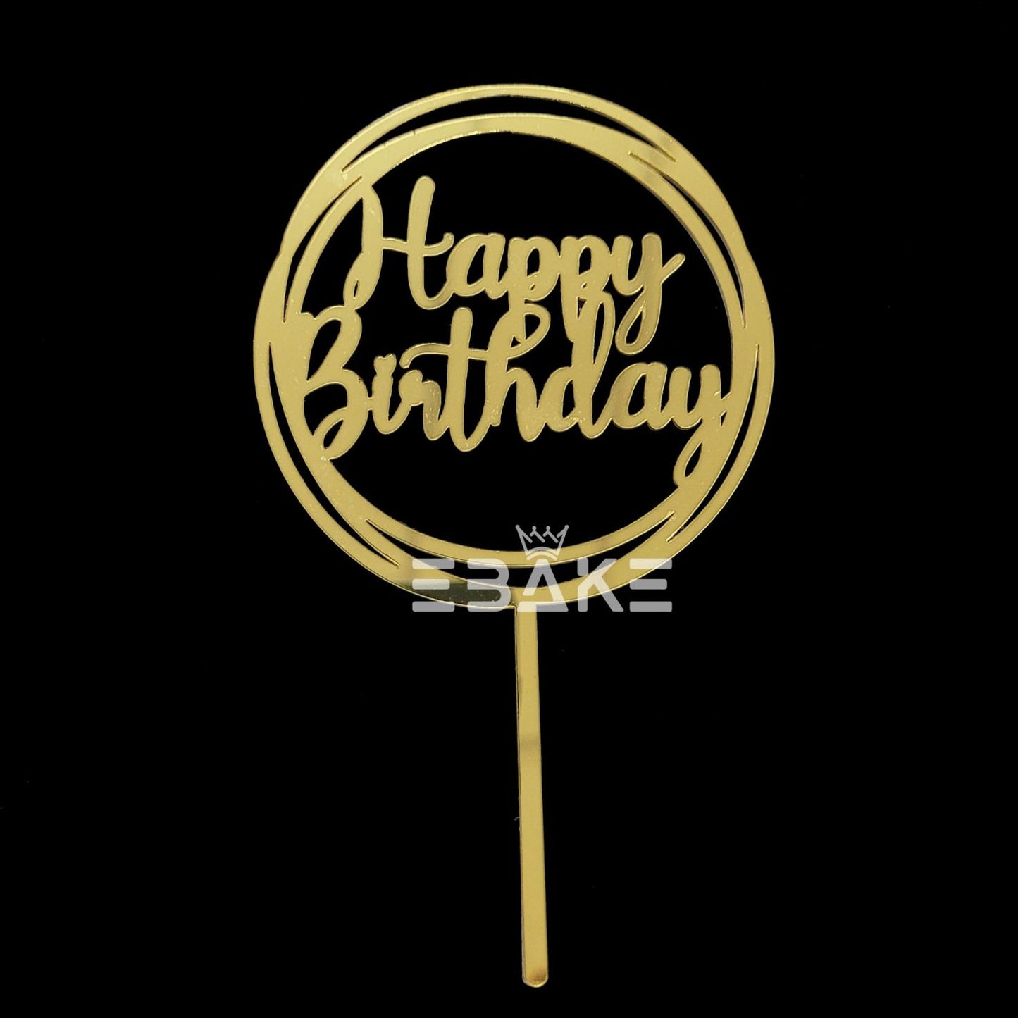 Happy Birthday Cake Topper Golden