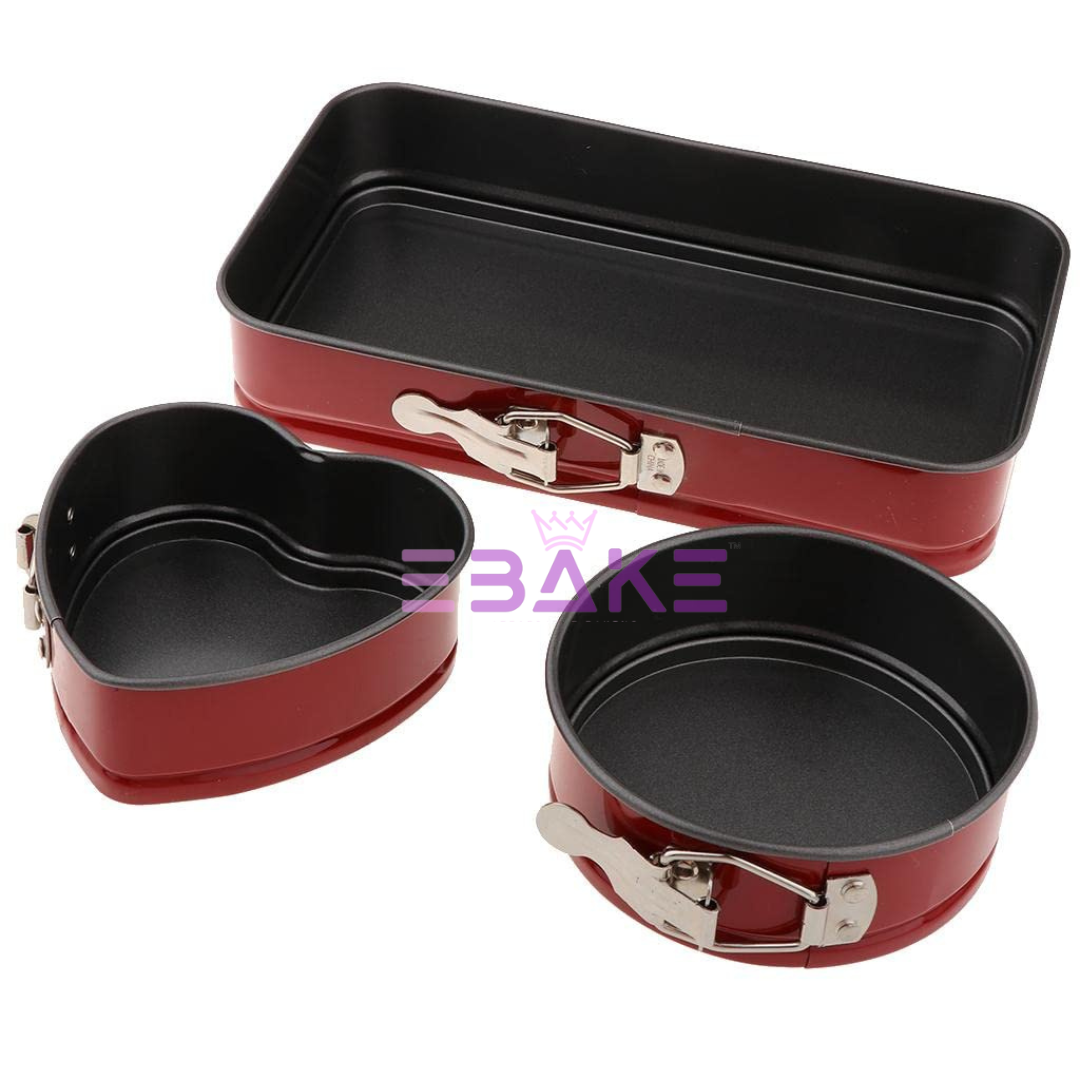 Springform Pan Heart, Round & Rectangle (3 Pieces Set)