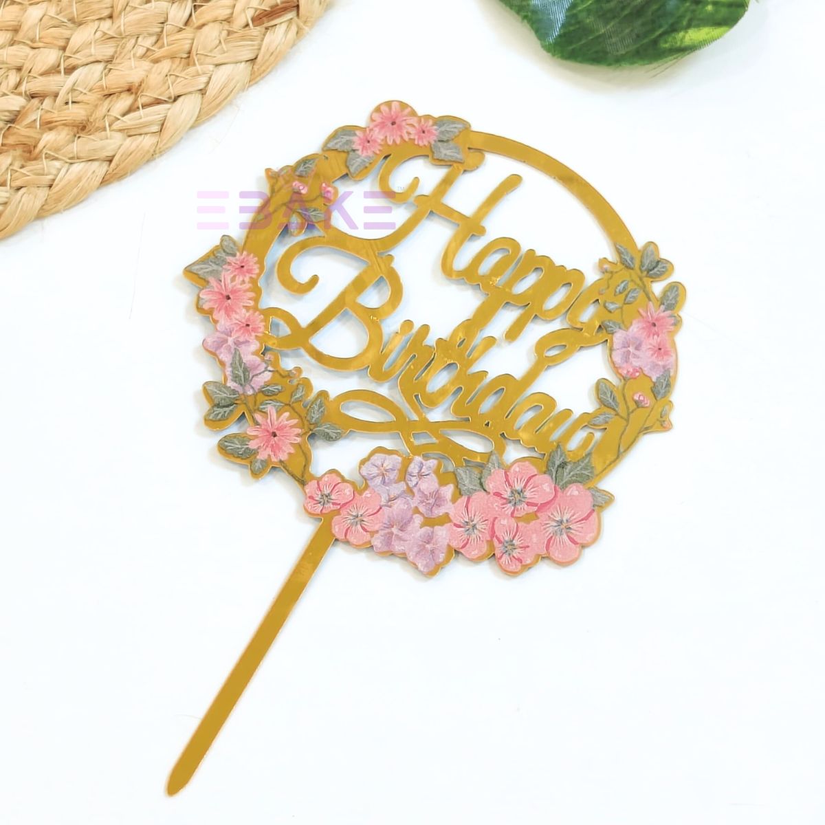Happy Birthday Graphic Acrylic Cake Topper
