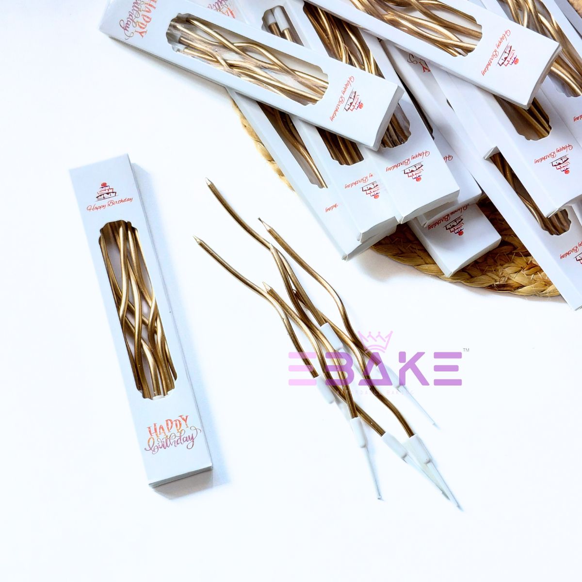 Champagne/ Light Gold Metallic Swirl Candle (Full Box) 50 Pieces