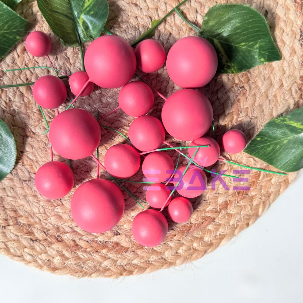 Cerise Pink Matte Faux Balls - (Set Of 20 Pieces)