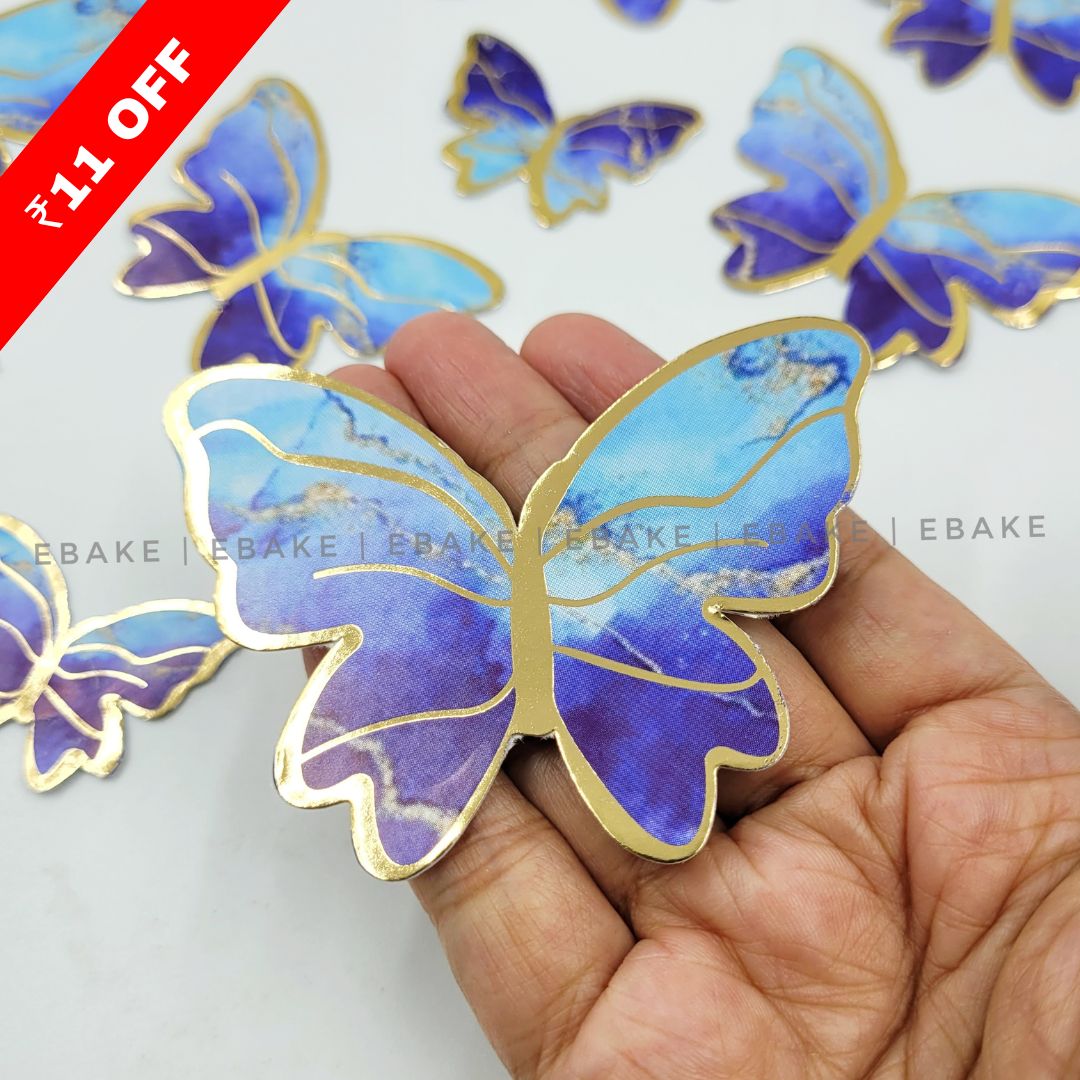 Blue Paper Butterflies - Foldable (Set of 10 Pieces)