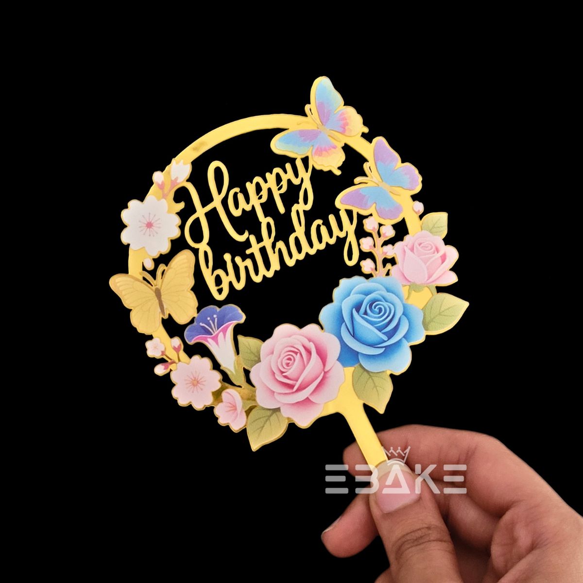Happy Birthday Graphic Acrylic Cake Topper