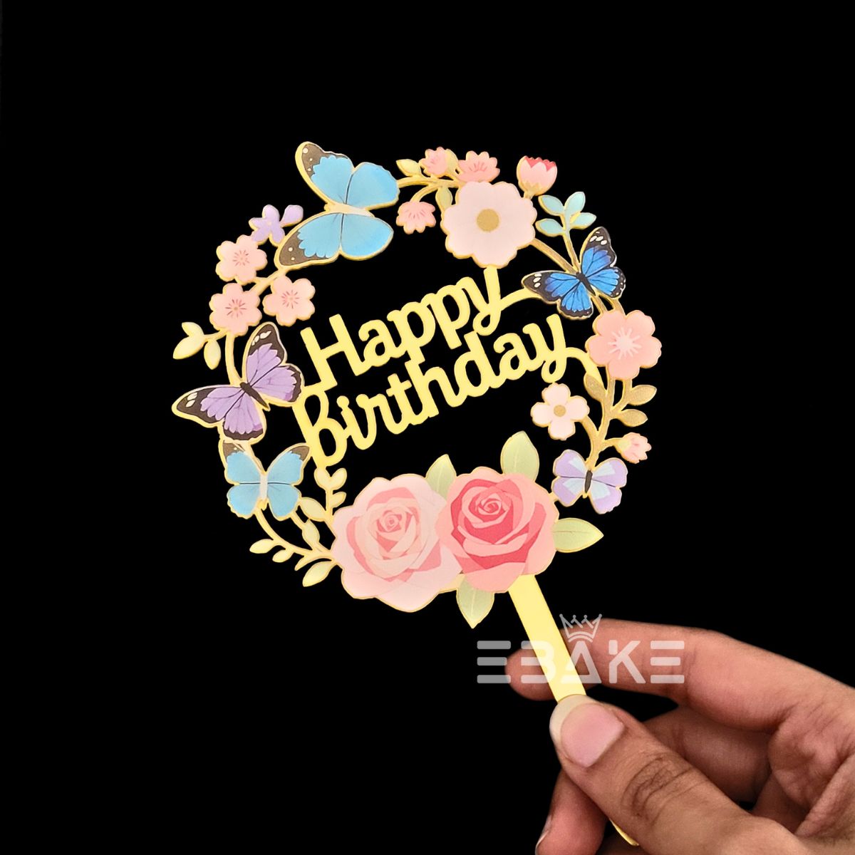 Happy Birthday Graphic Acrylic Cake Topper