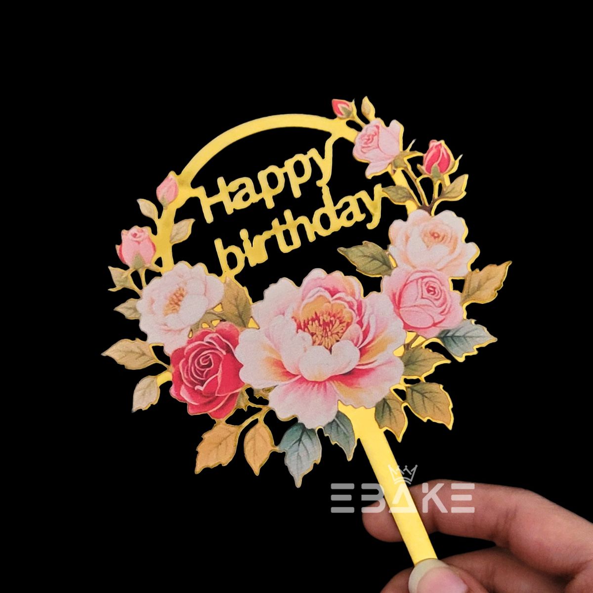 Happy Birthday Graphic Acrylic Cake Topper