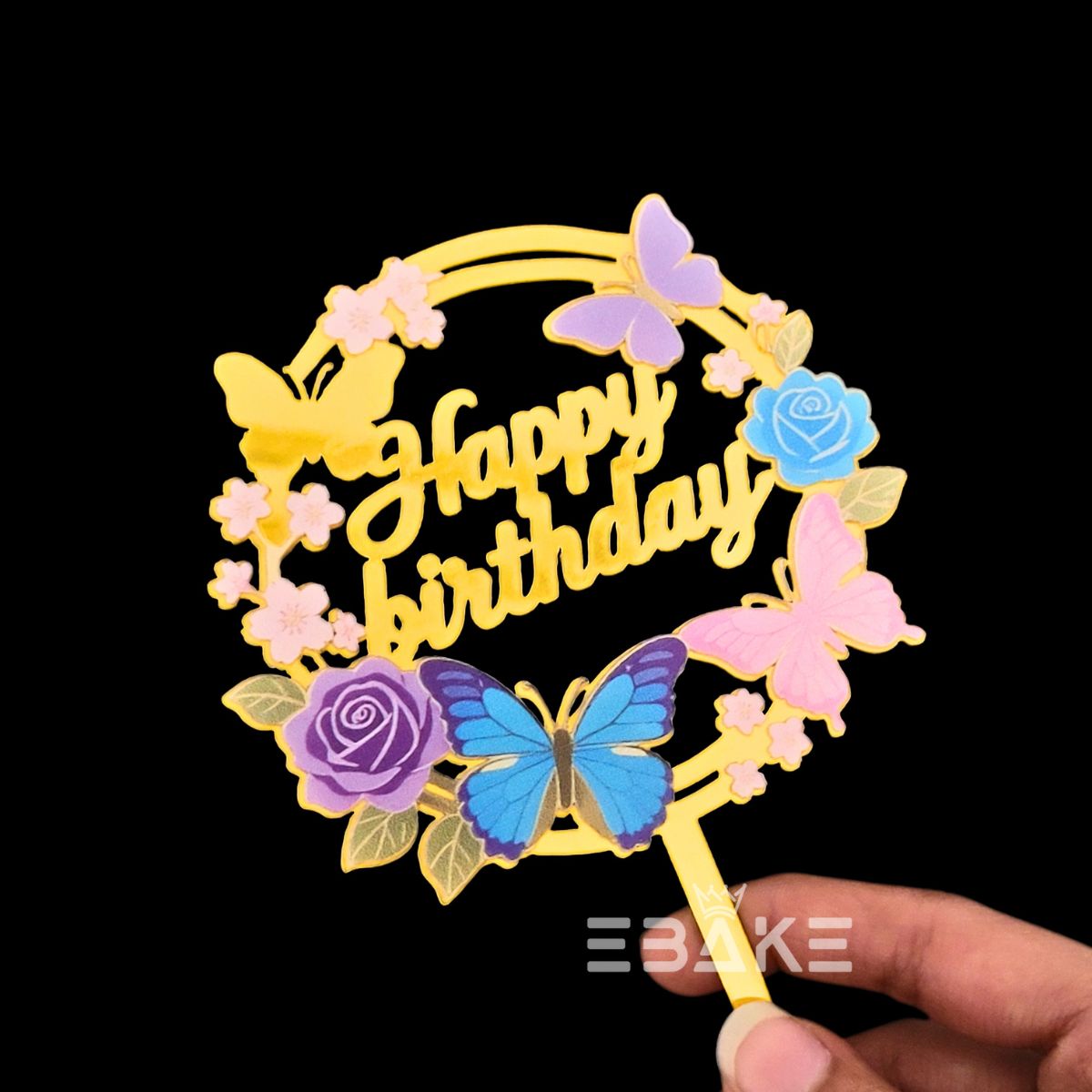 Happy Birthday Graphic Acrylic Cake Topper