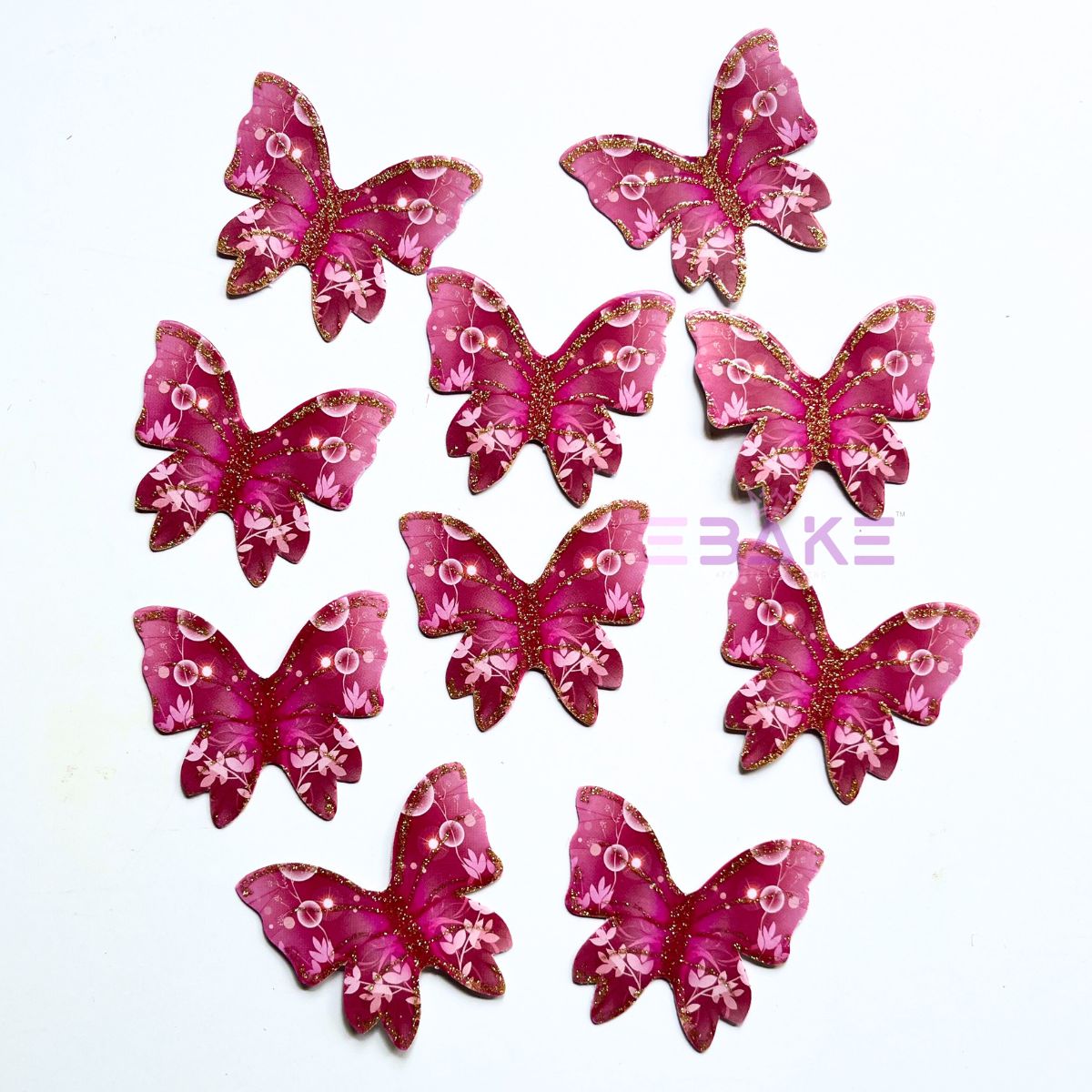 Paper Butterflies With Gold Glitter Foldable - (Set of 10 Pieces)