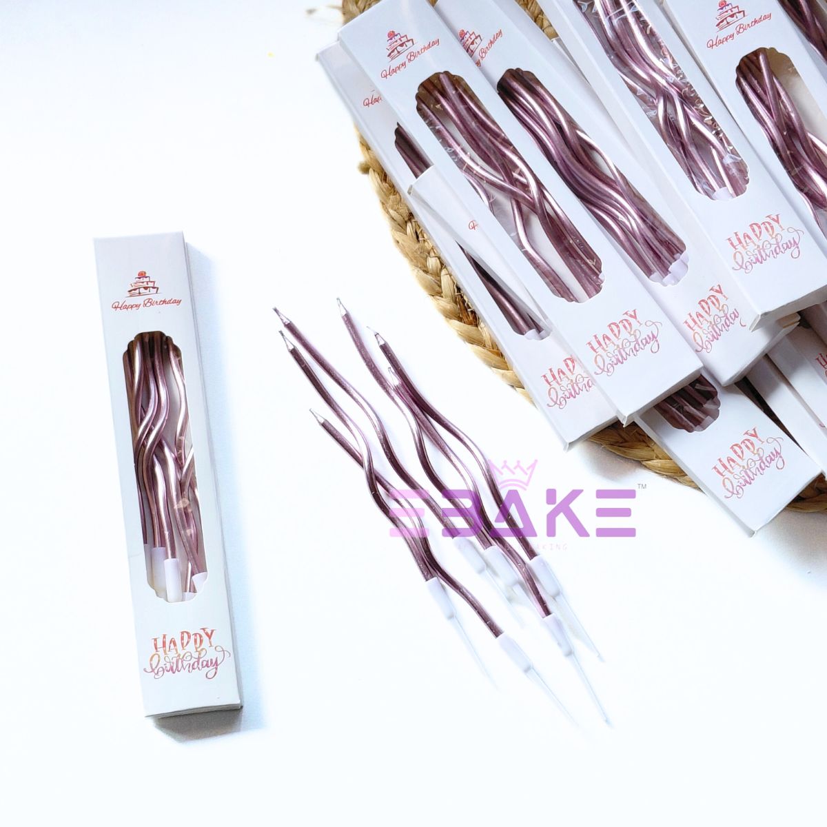 Rosegold Metallic Swirl Candle (Full Box) 50 Pieces