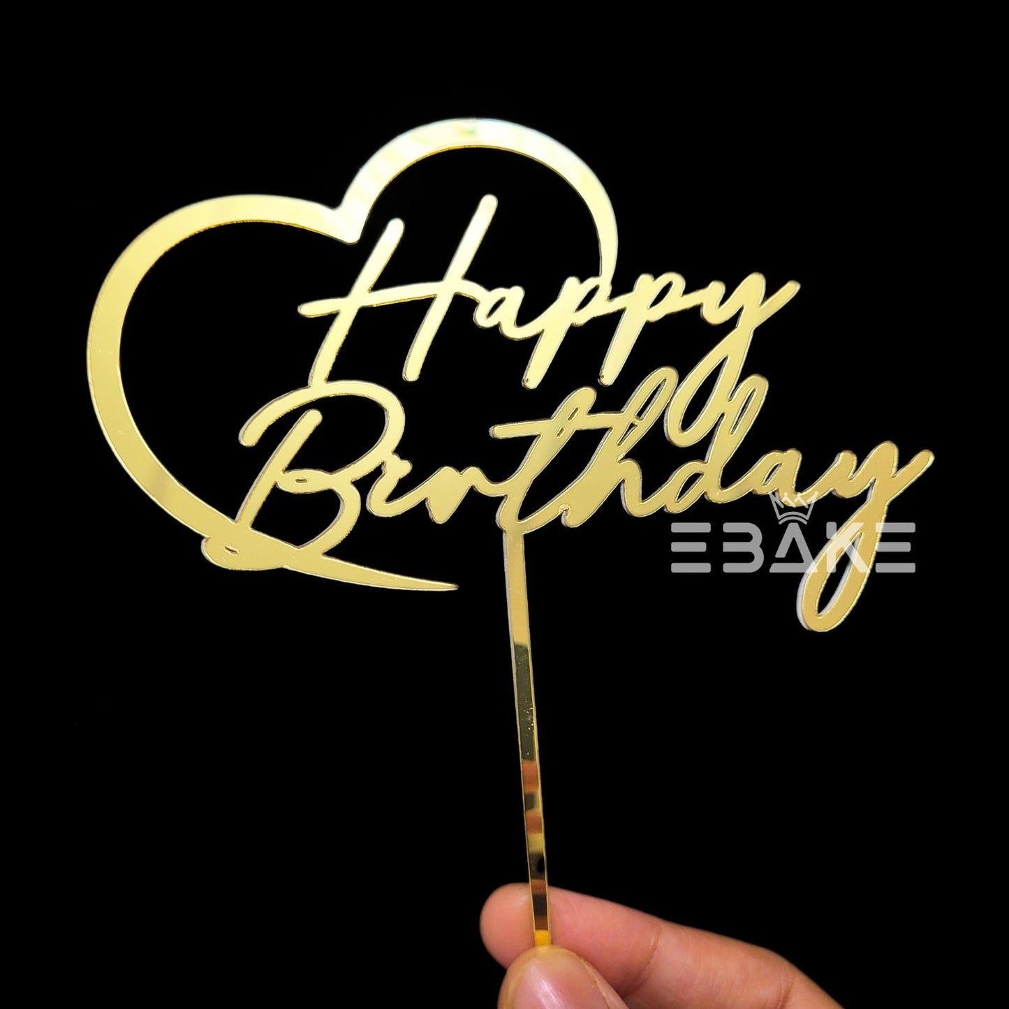 Happy Birthday Cake Topper Golden