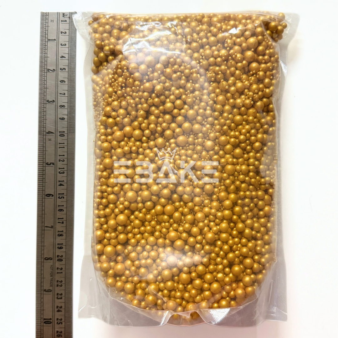 Mixed Size Golden Pearl Sprinkles (Sugar Balls) 1.5, 3, 4, 6 & 7 mm
