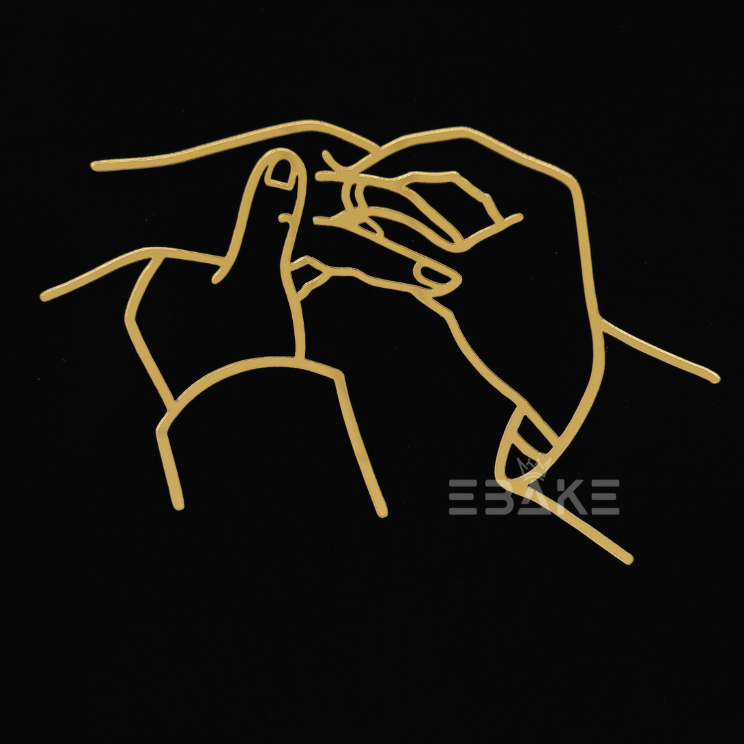 Couple Hands Line Art Cake Topper Engagement Ring