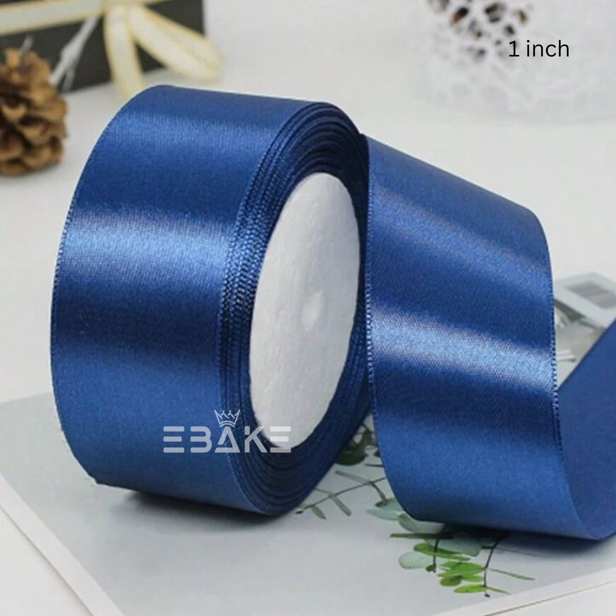 Dark Blue Satin Ribbon 1 Inch (Single Piece)